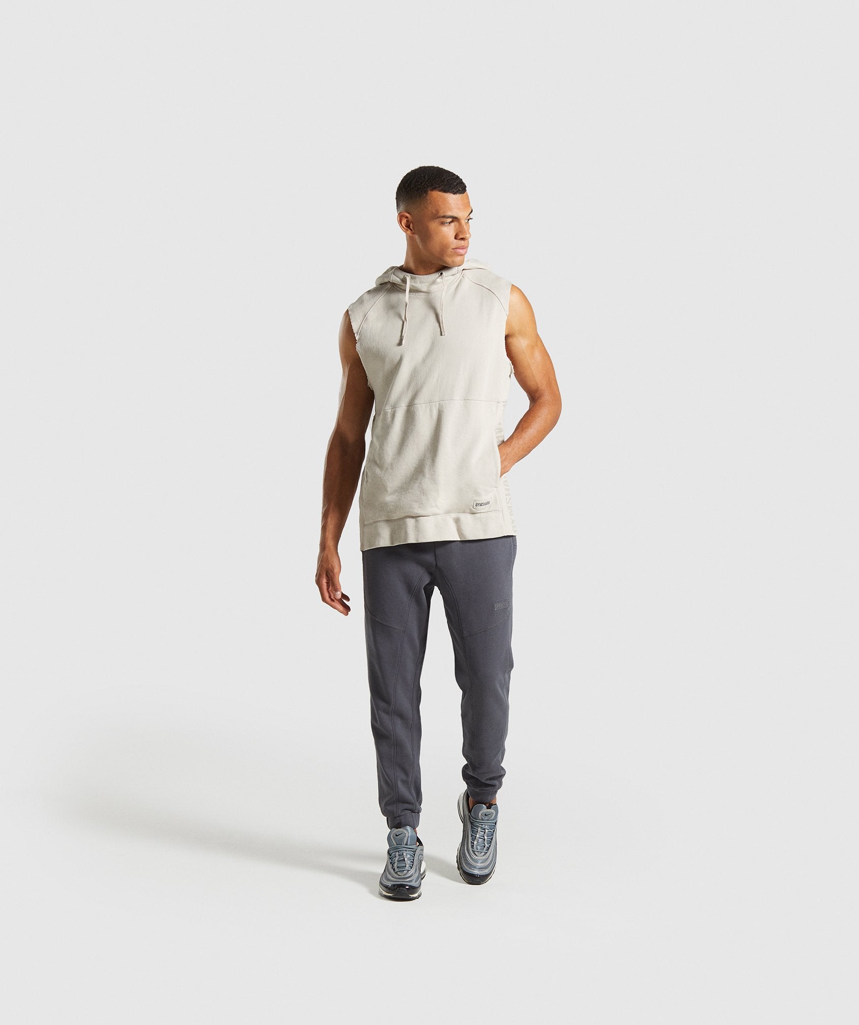 Laundered Sleeveless Hoodie in Chalk Grey - view 4