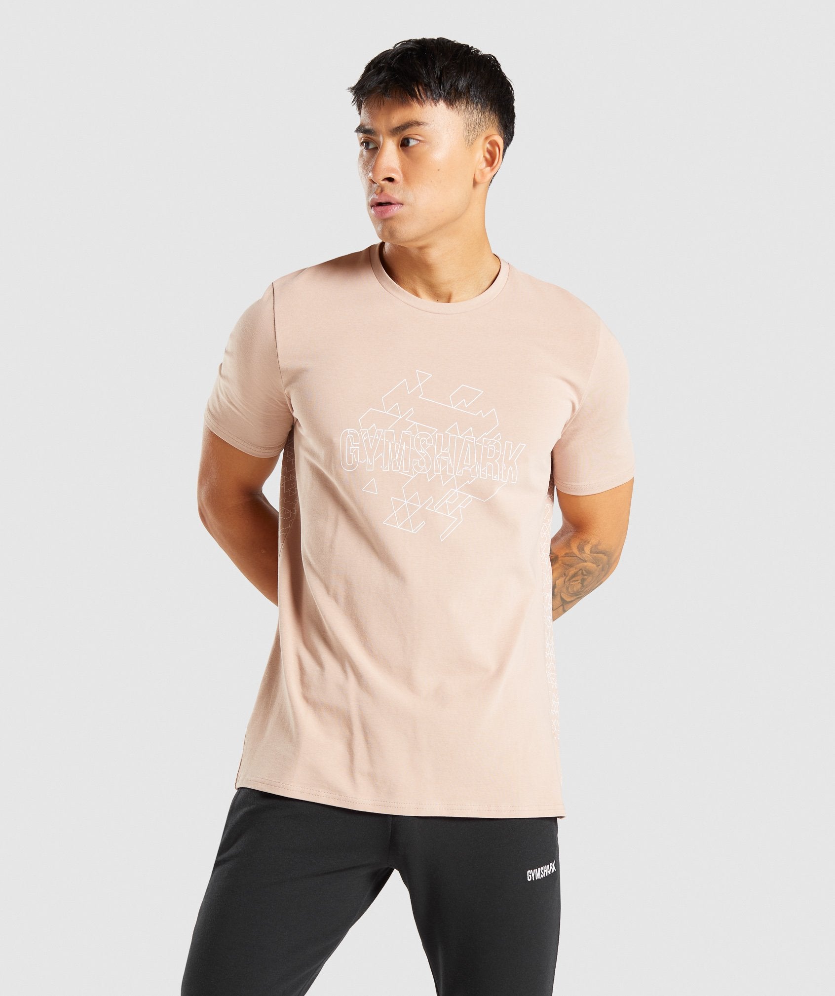 Linear Hex T-Shirt in Taupe - view 1