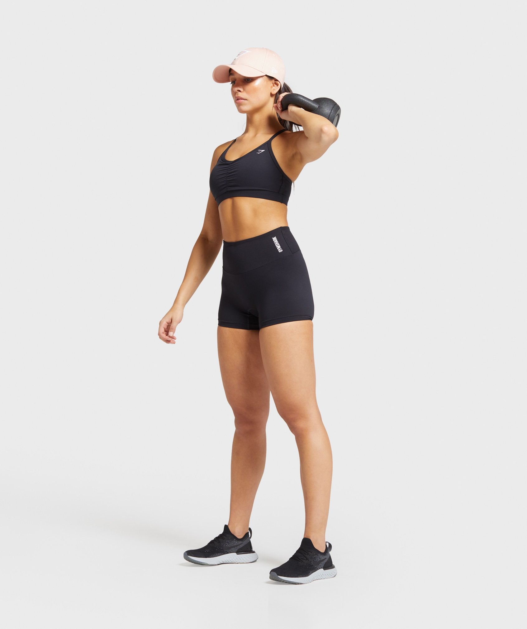 Ruched Training Sports Bra in Black - view 3