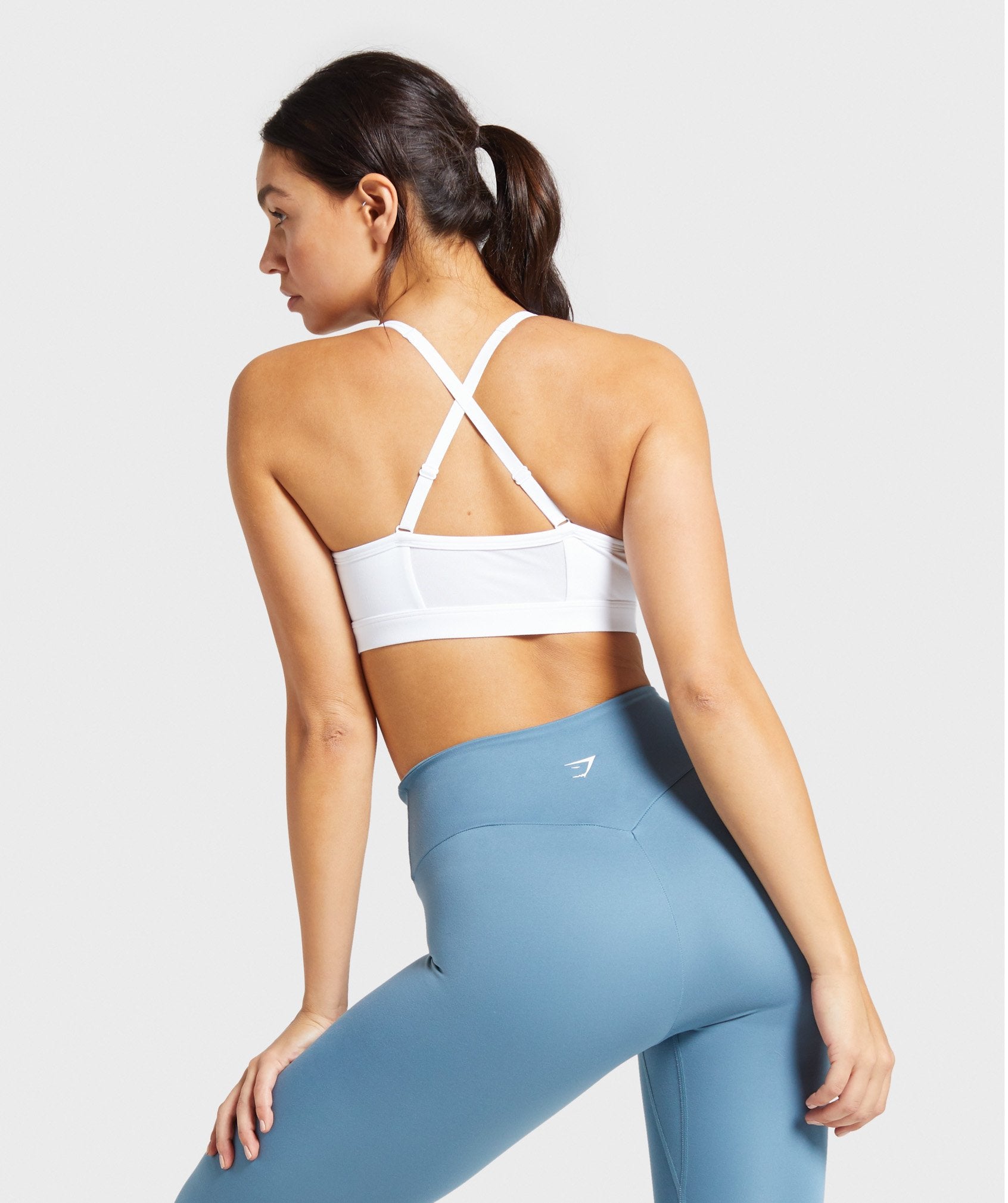 Ruched Training Sports Bra in White - view 2