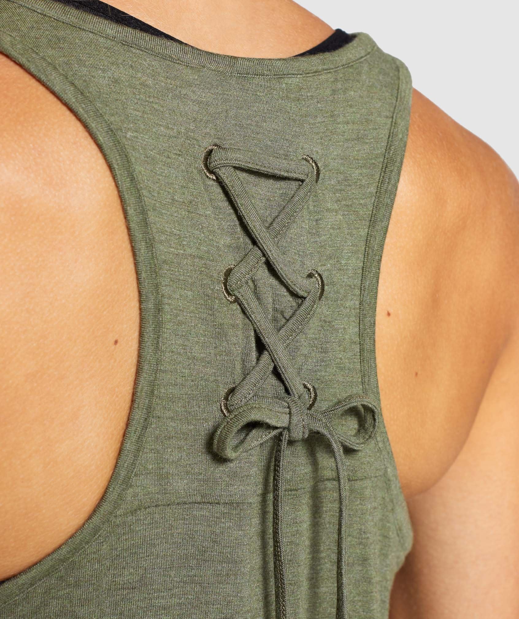 Lace Back Vest in Khaki Marl - view 5