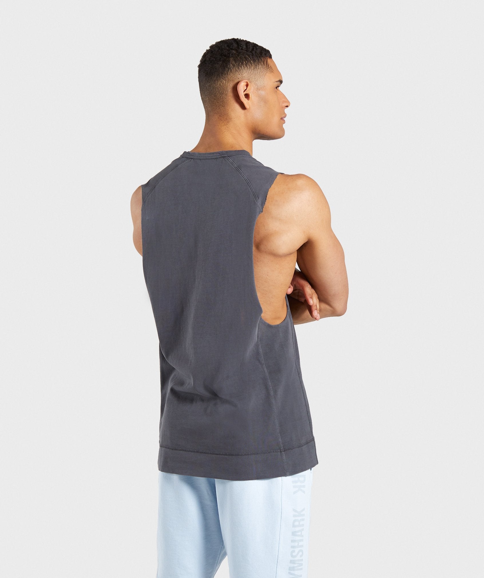 Laundered Drop Arm Tank in Charcoal - view 2