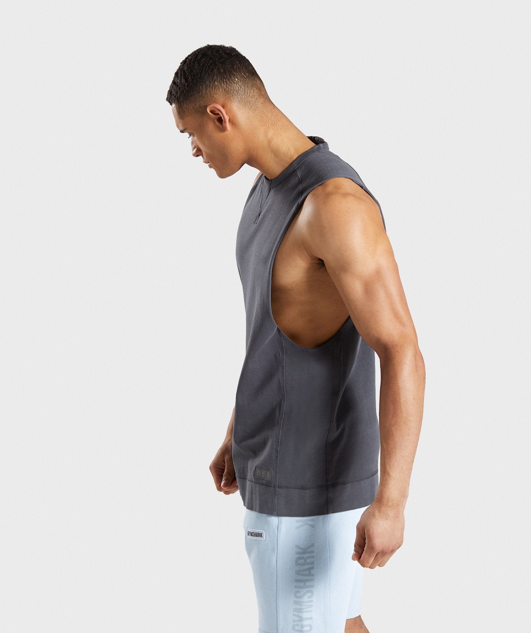 Laundered Drop Arm Tank in Charcoal - view 3