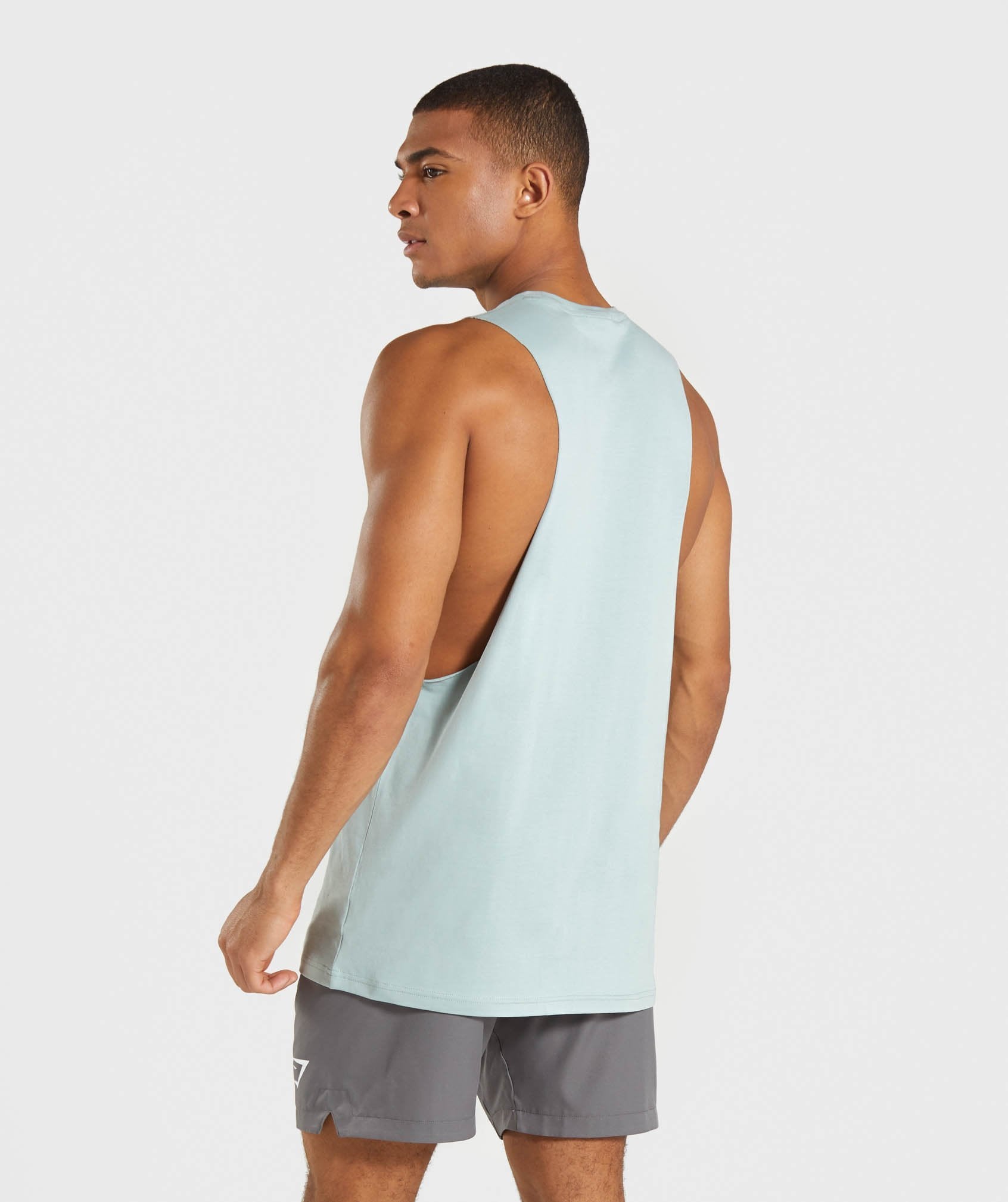 Legacy Drop Armhole Tank in Light Blue/White