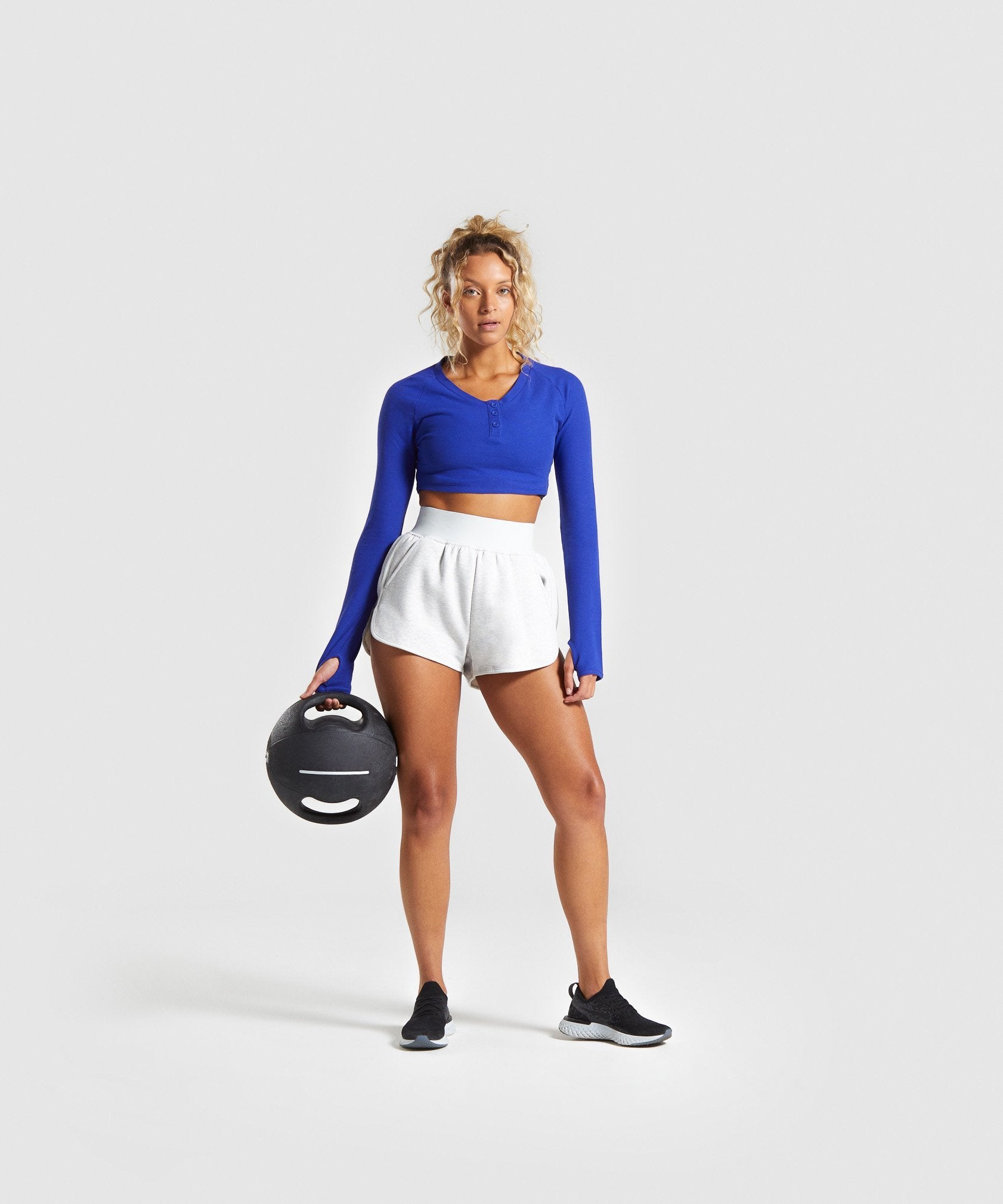 Legacy Fitness Long Sleeve Crop Top in Blue - view 4