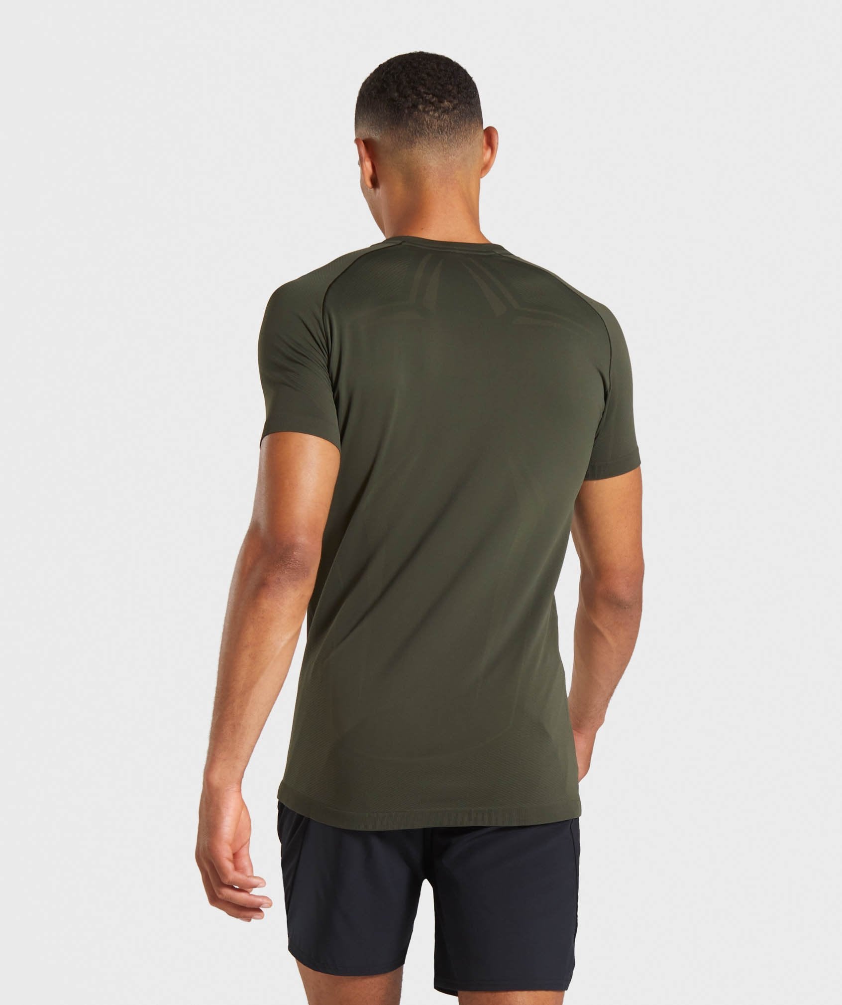 Lightweight Seamless T-Shirt in Dark Green - view 2