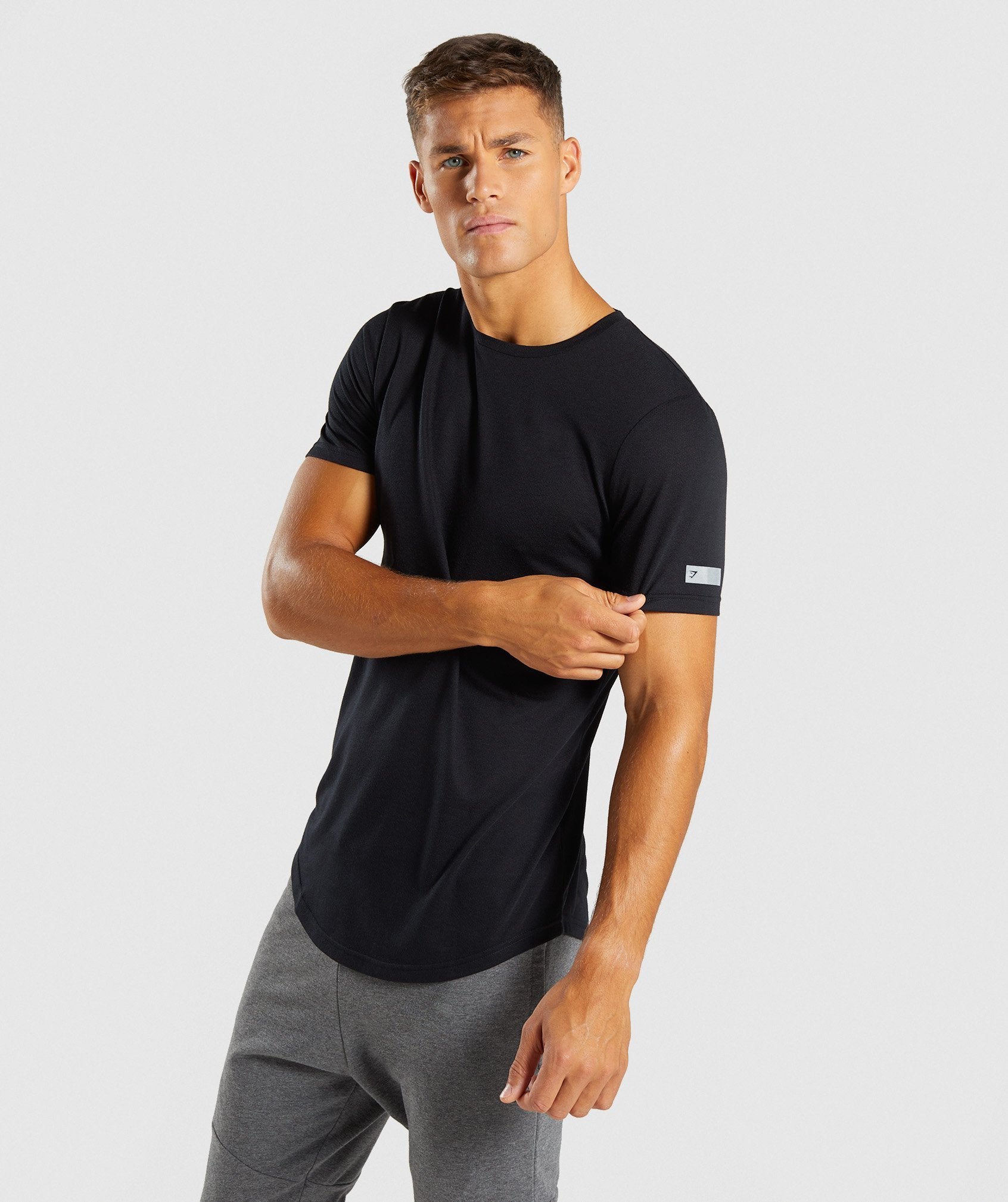 Perforated Longline T-Shirt in Black - view 1