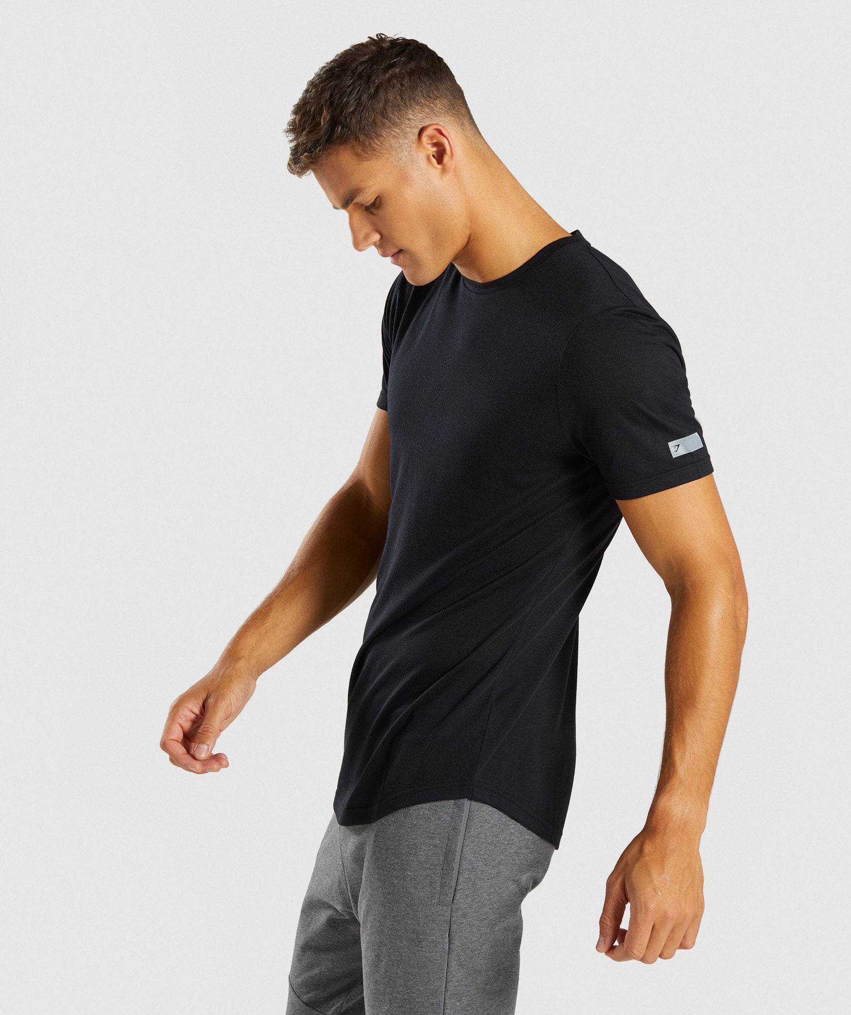 Perforated Longline T-Shirt in Black - view 2
