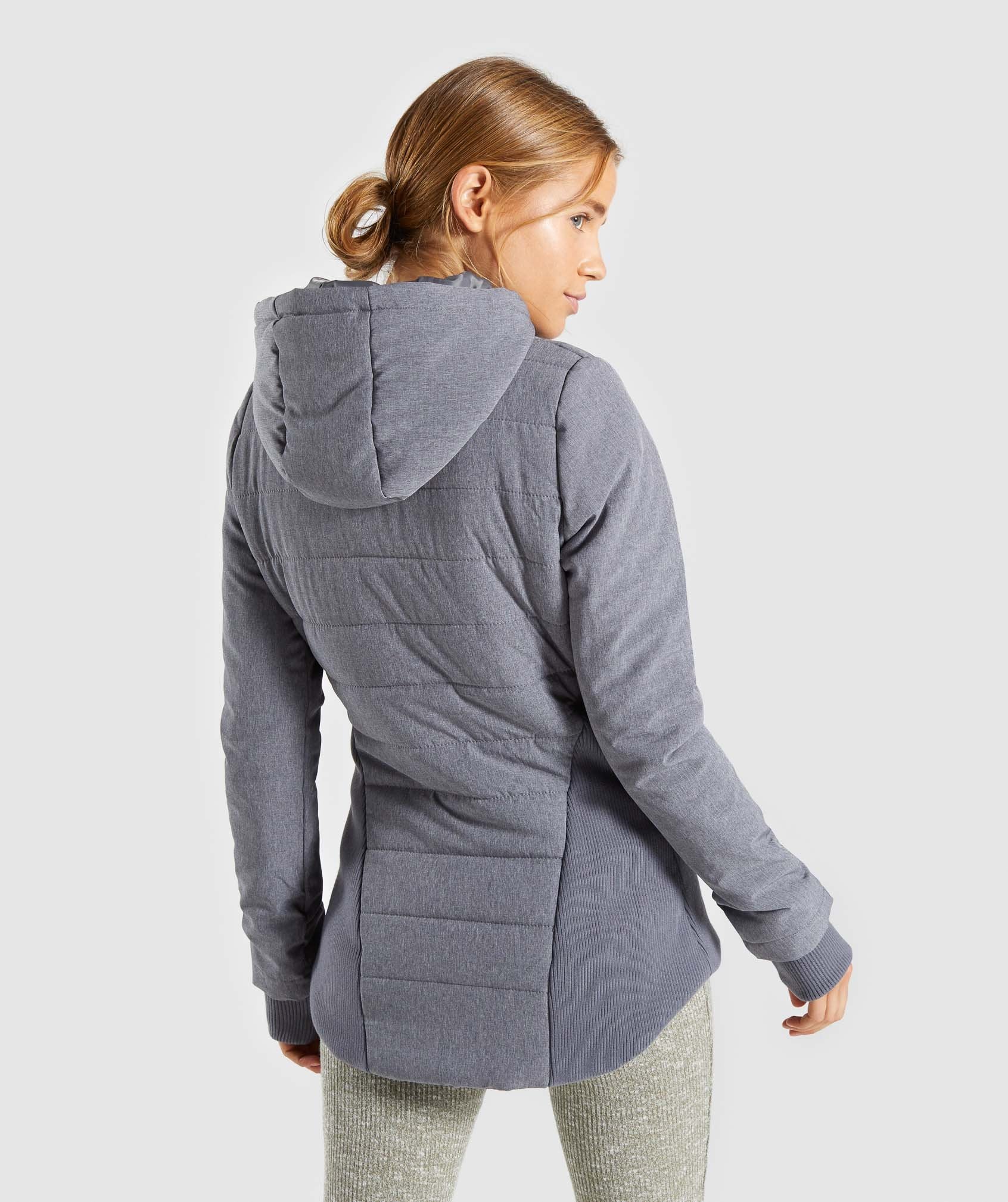 Mellow Fitted Puffer Jacket in Charcoal Marl - view 2