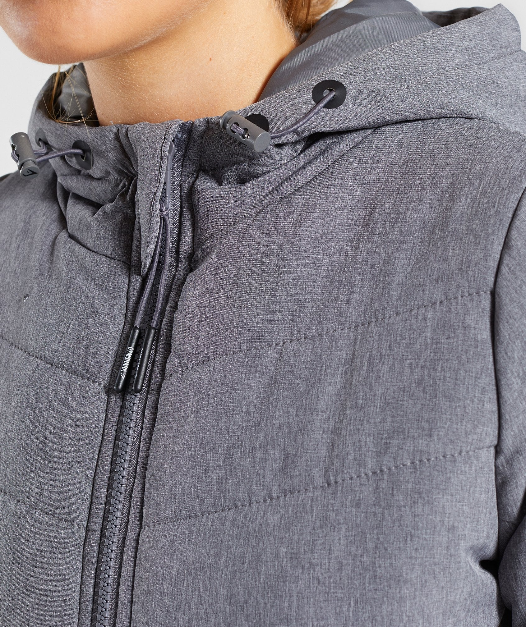 Mellow Fitted Puffer Jacket in Charcoal Marl - view 5