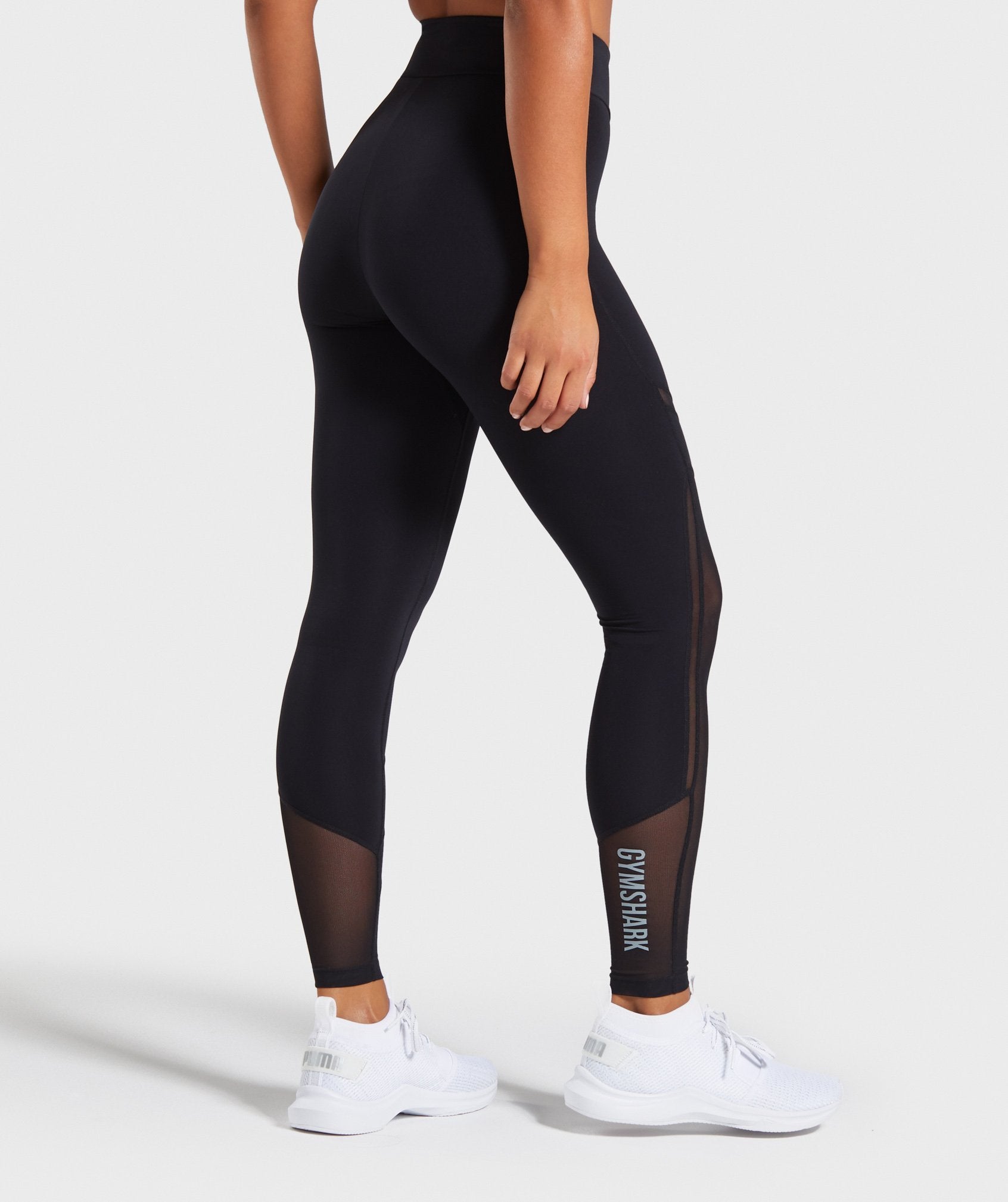 Mesh Layer Leggings in Black - view 2