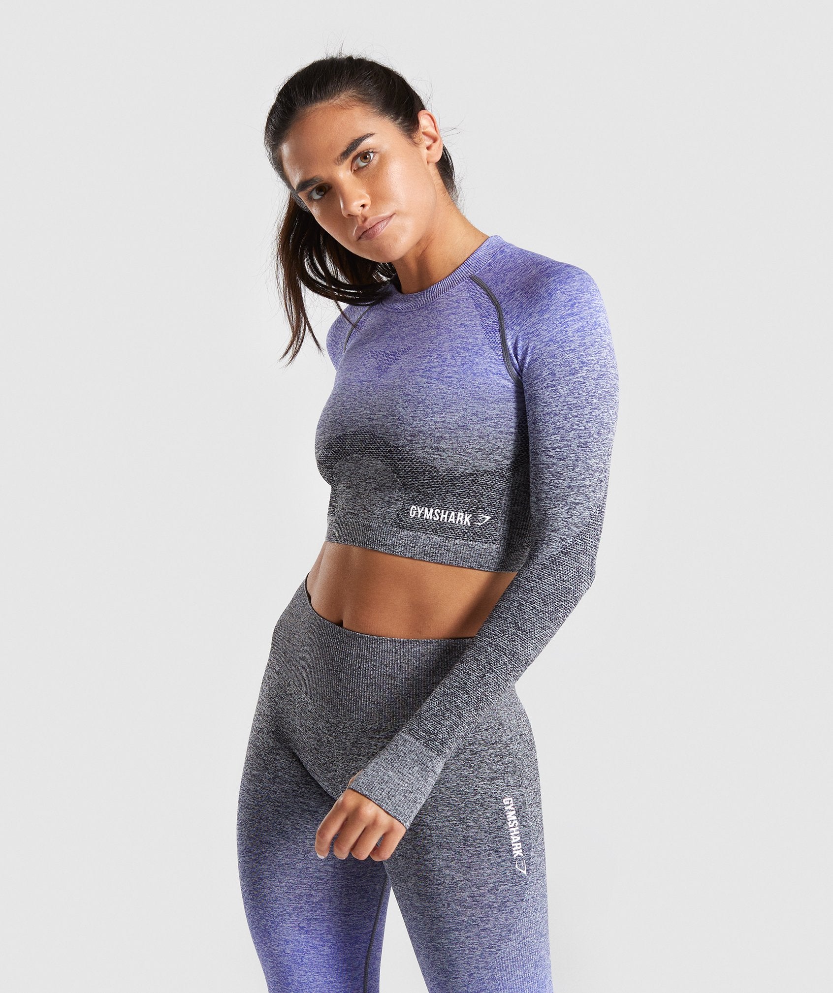 Ombre Seamless Crop Top in Indigo/Black - view 1