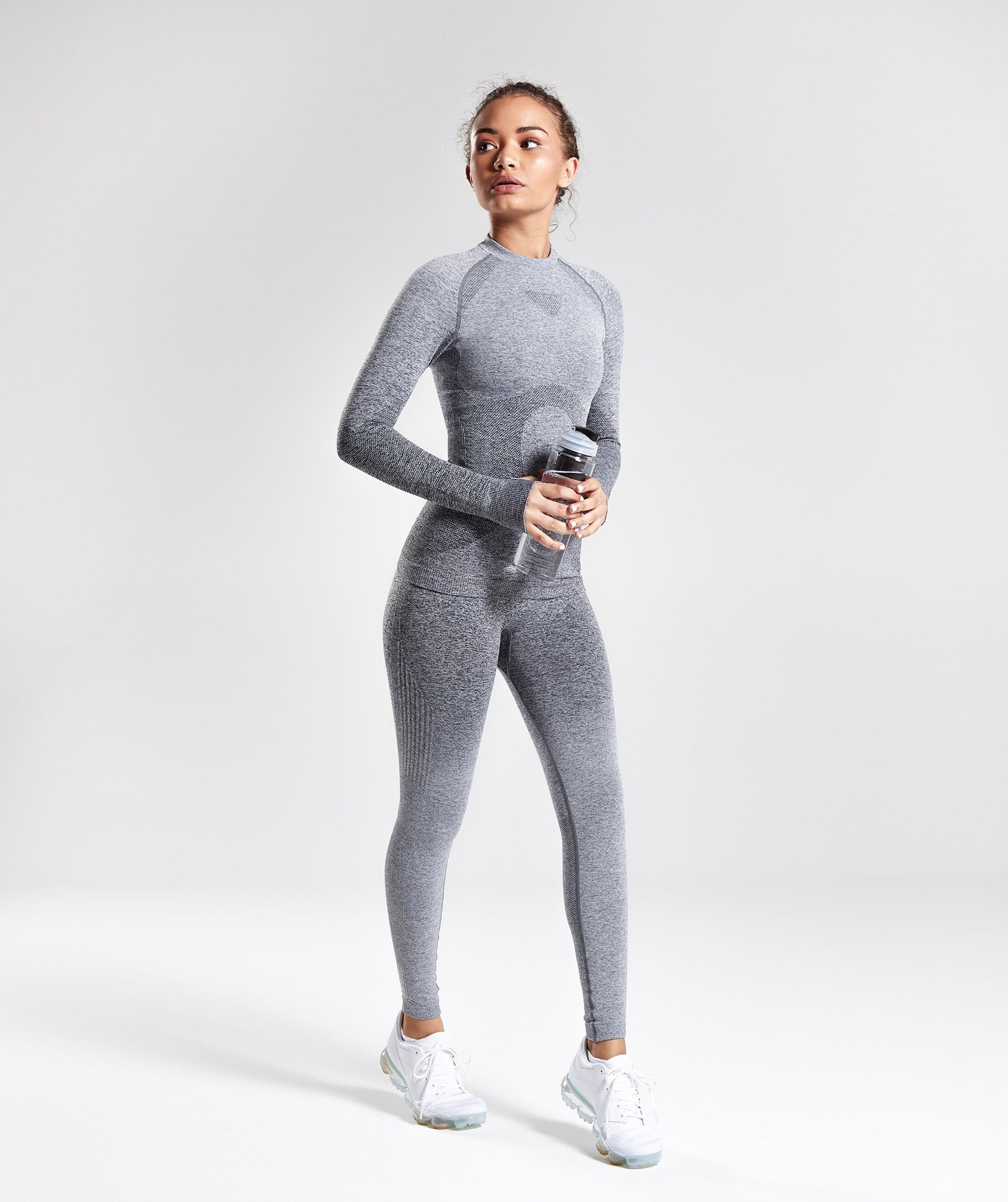 Ombre Seamless Long Sleeve Top  - Black/Light Grey in null - view 3