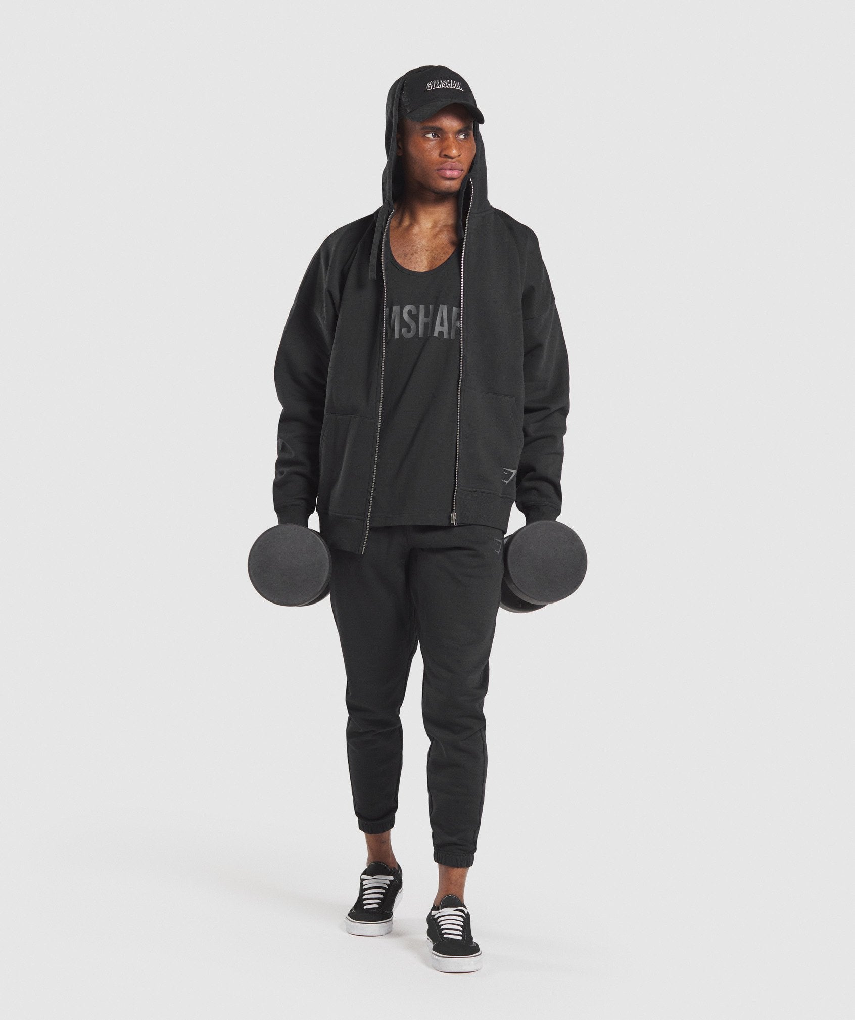 Power Zip Up Hoodie in Black