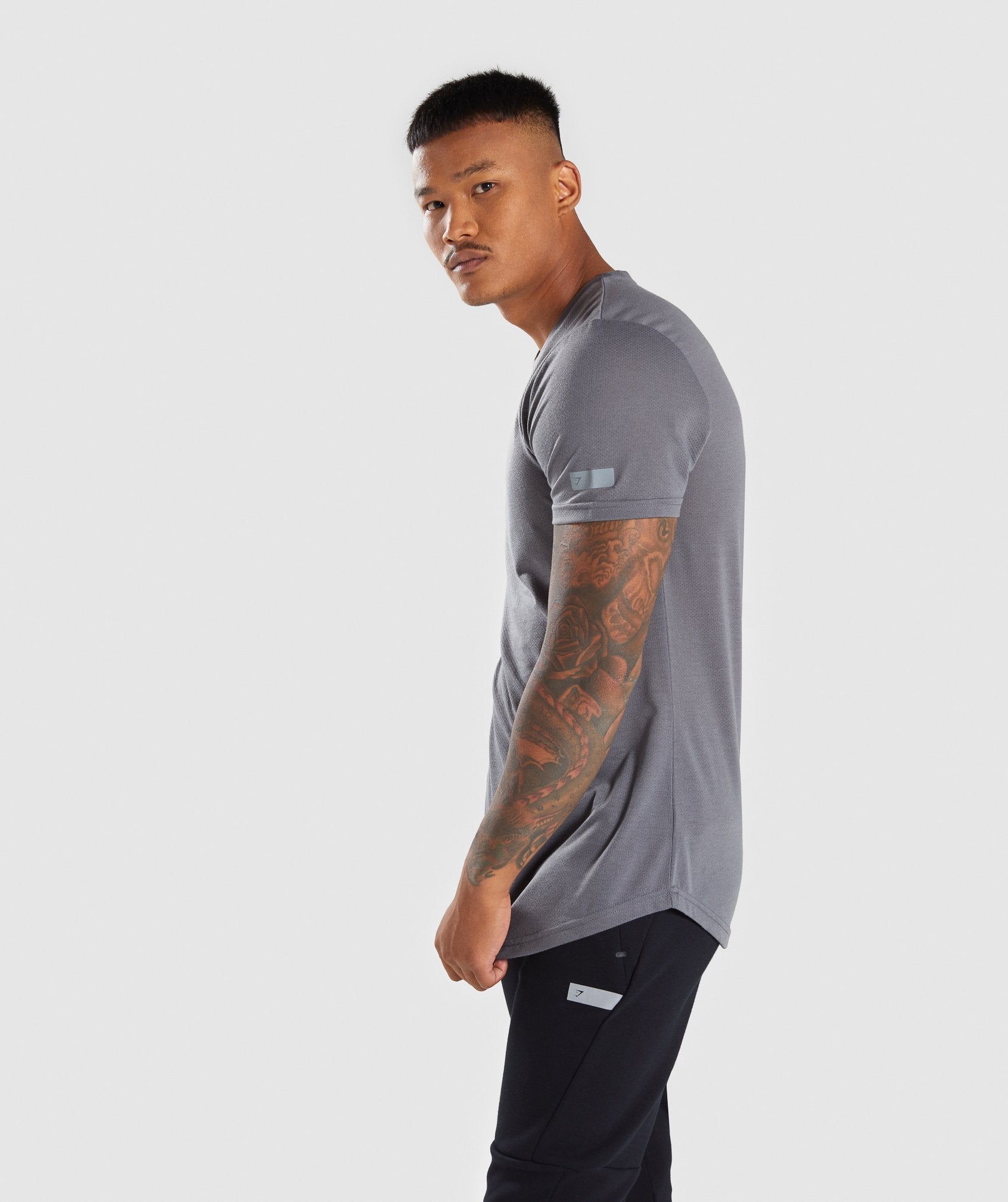 Perforated Longline T-Shirt in Smokey Grey - view 3