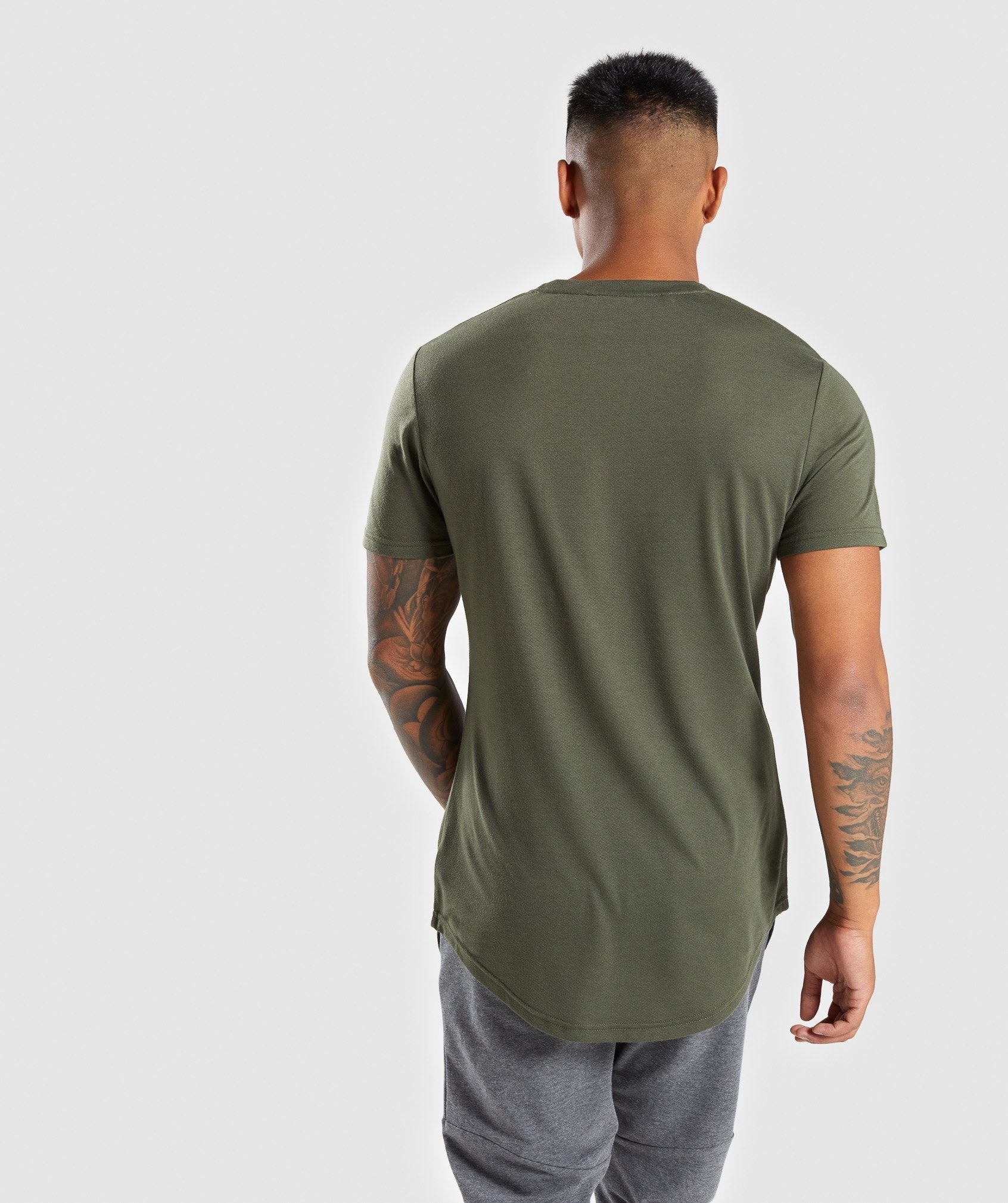 Perforated Longline T-Shirt in Woodland Green - view 2