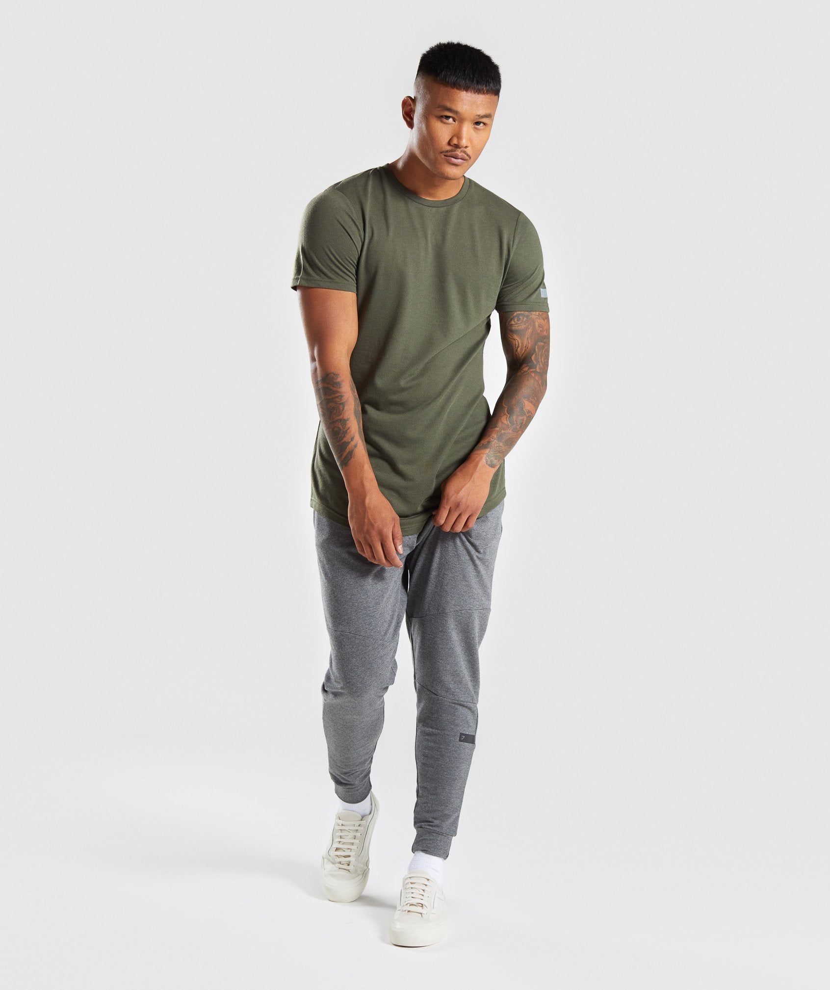 Perforated Longline T-Shirt in Woodland Green - view 4