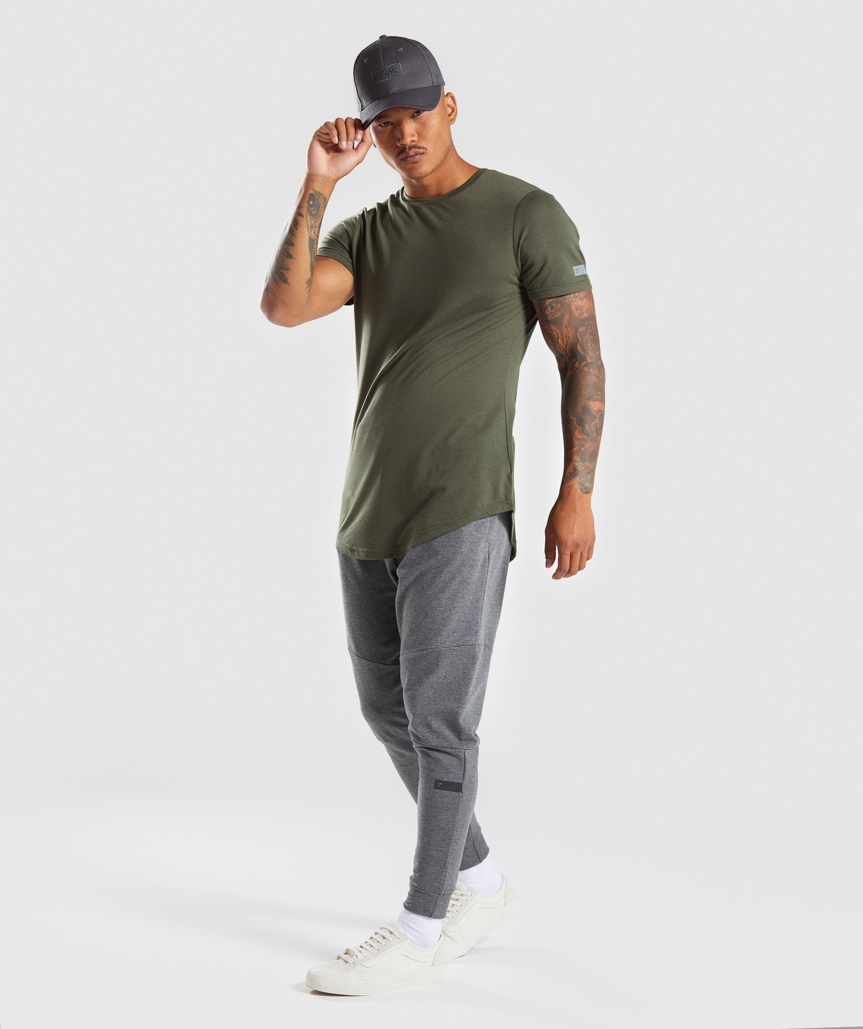 Perforated Longline T-Shirt in Woodland Green - view 6