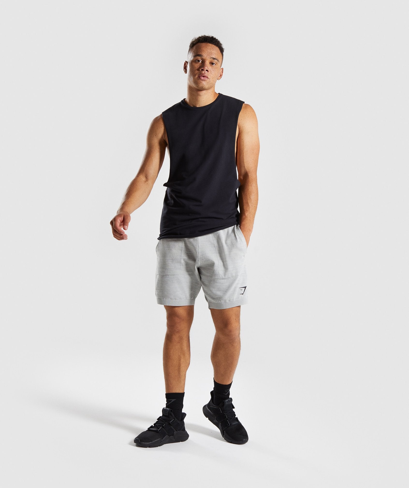 Pinnacle Knit Shorts in Light Grey Marl - view 4