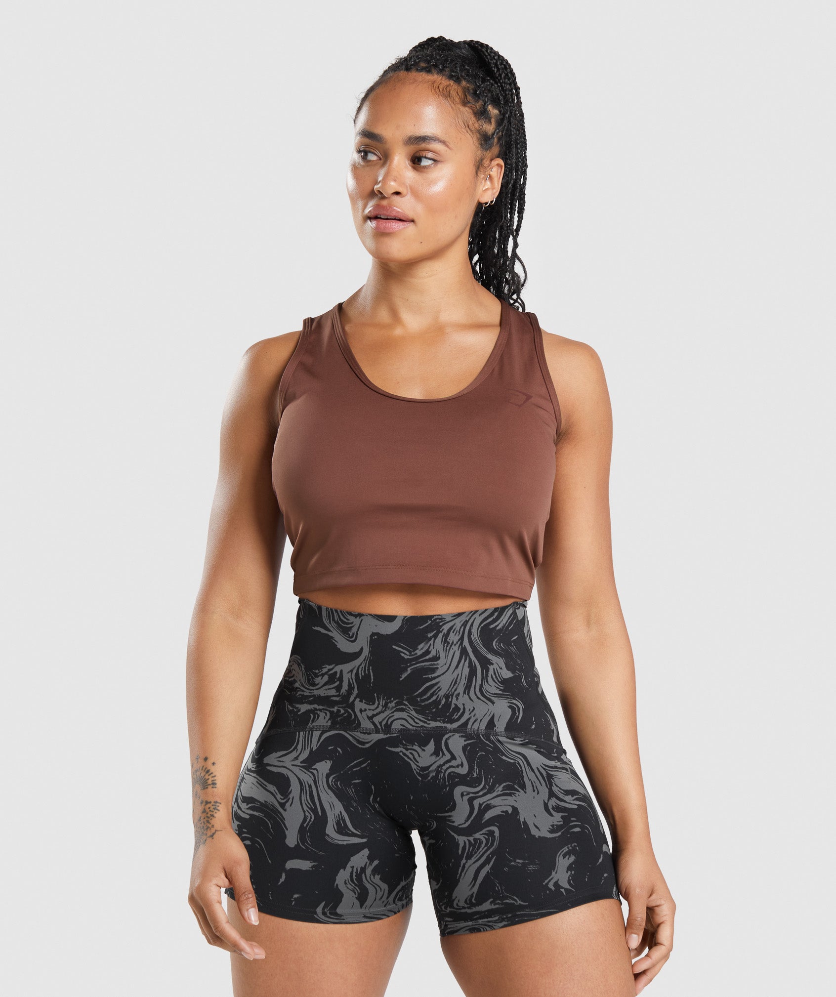 GS Power Open Back Cropped Tank in Cherry Brown is niet op voorraad