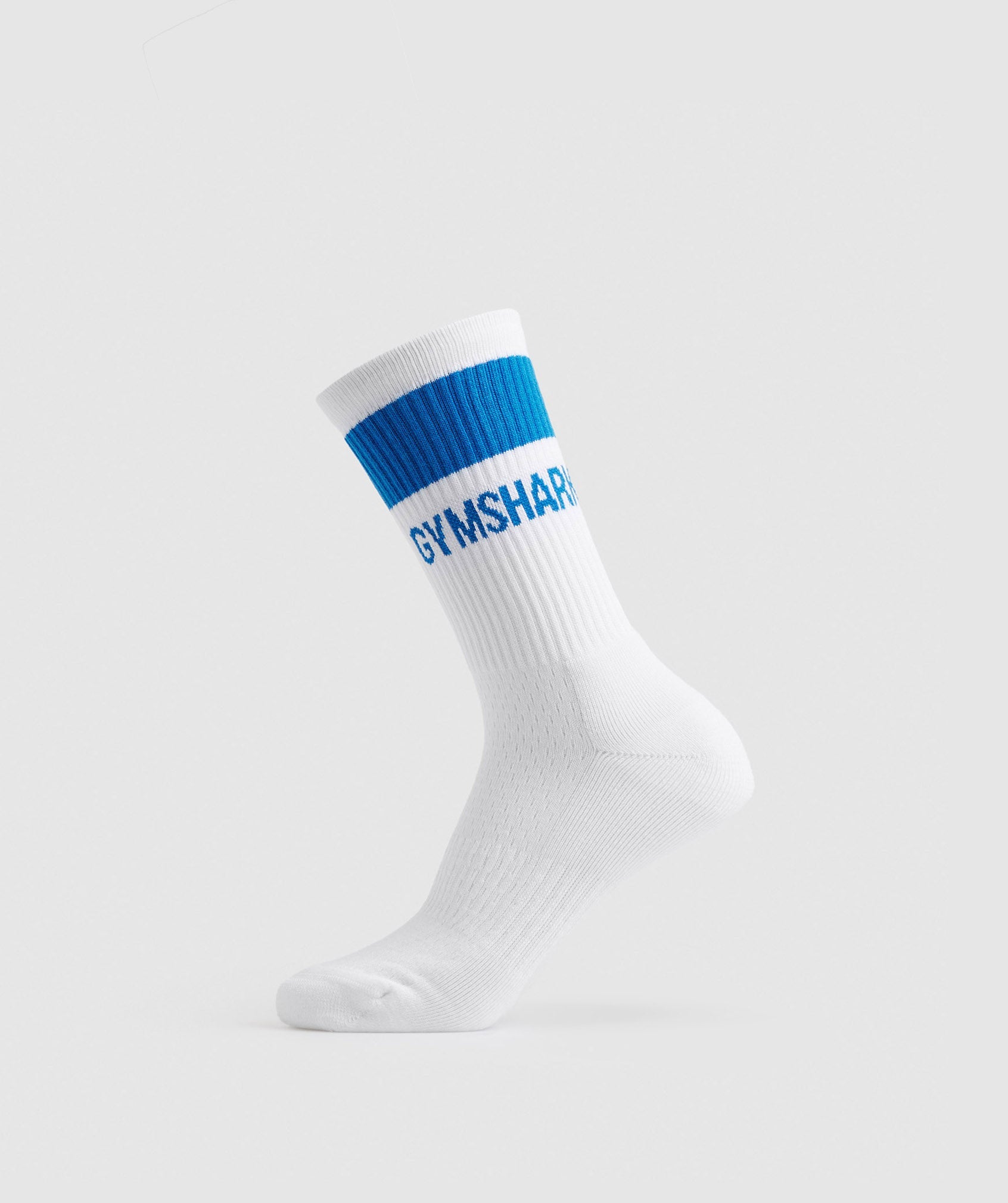 Premium Jacquard Single Socks in White/Meridian Blue - view 1