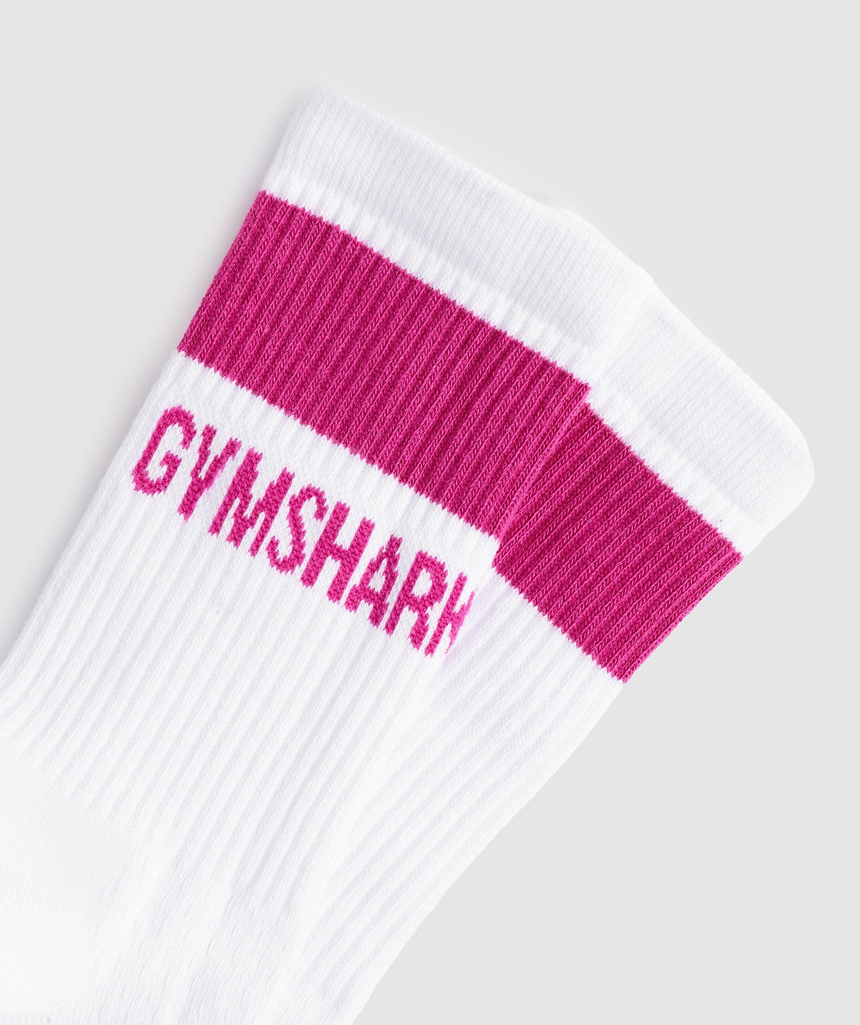 Premium Jacquard Single Socks in White/Magenta Pink - view 3