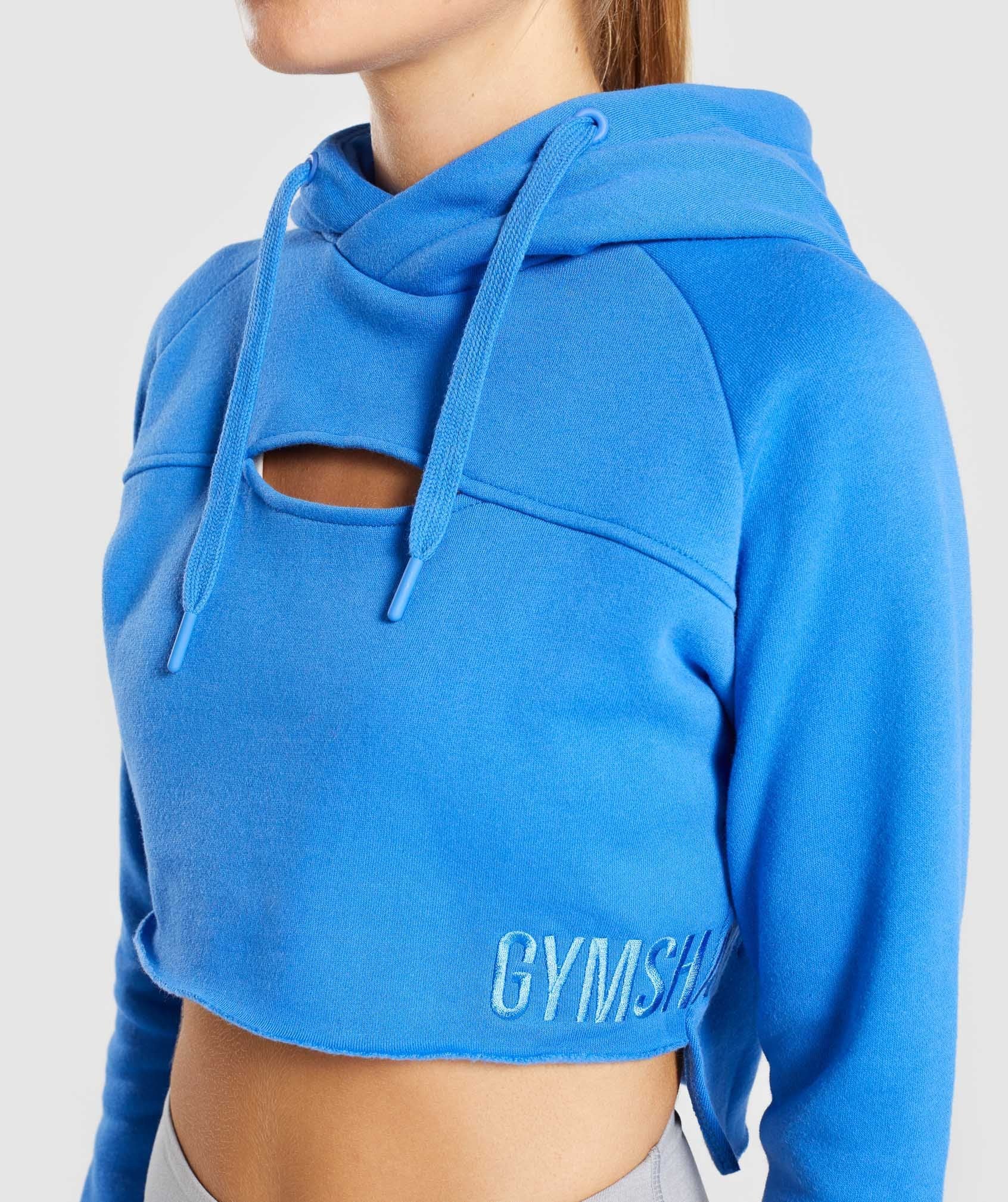 Primary Cropped Raw Edge Hoodie in Pop Blue - view 6