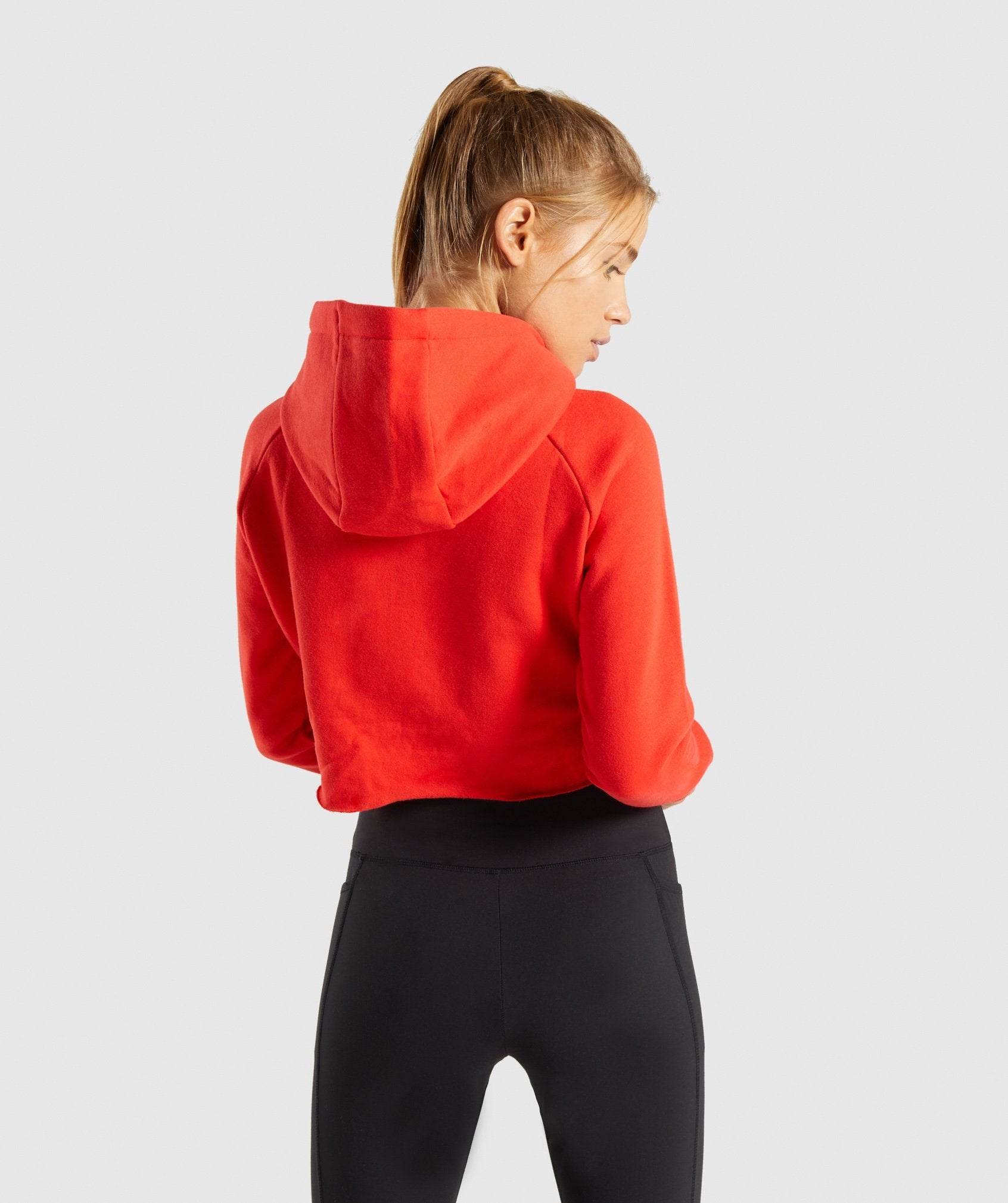 Primary Cropped Raw Edge Hoodie in Pop Red - view 2