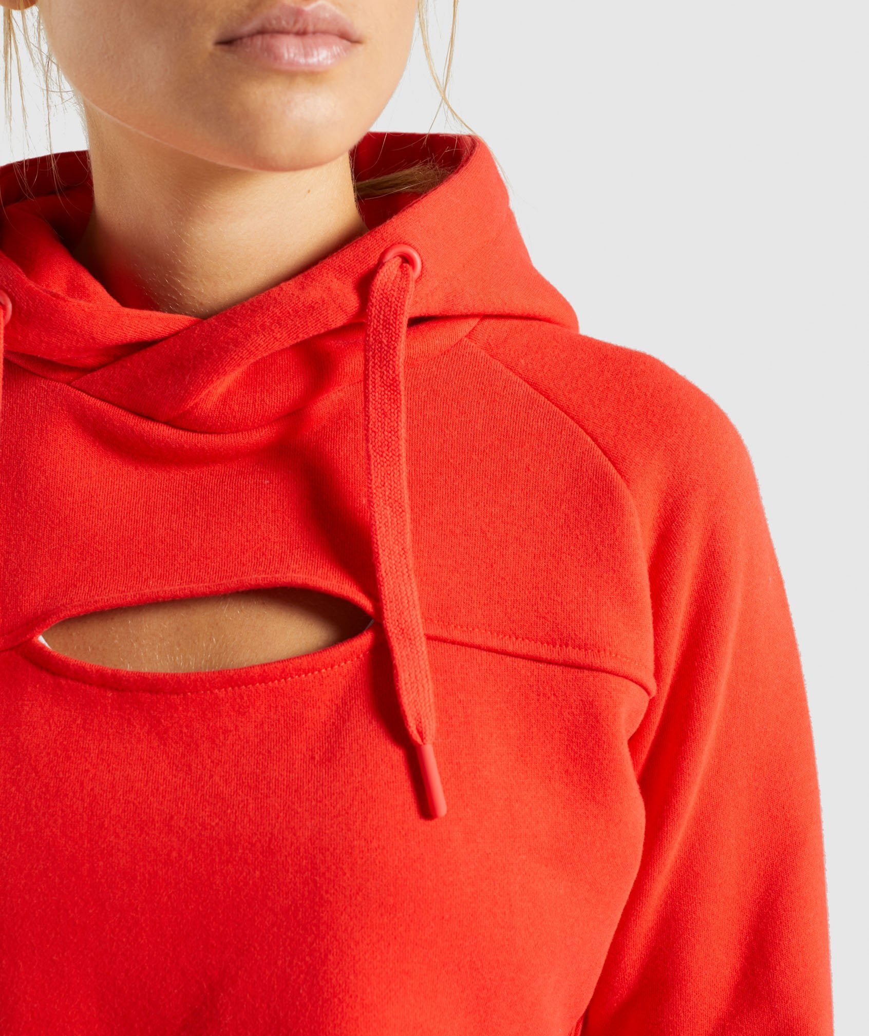 Primary Cropped Raw Edge Hoodie in Pop Red - view 4