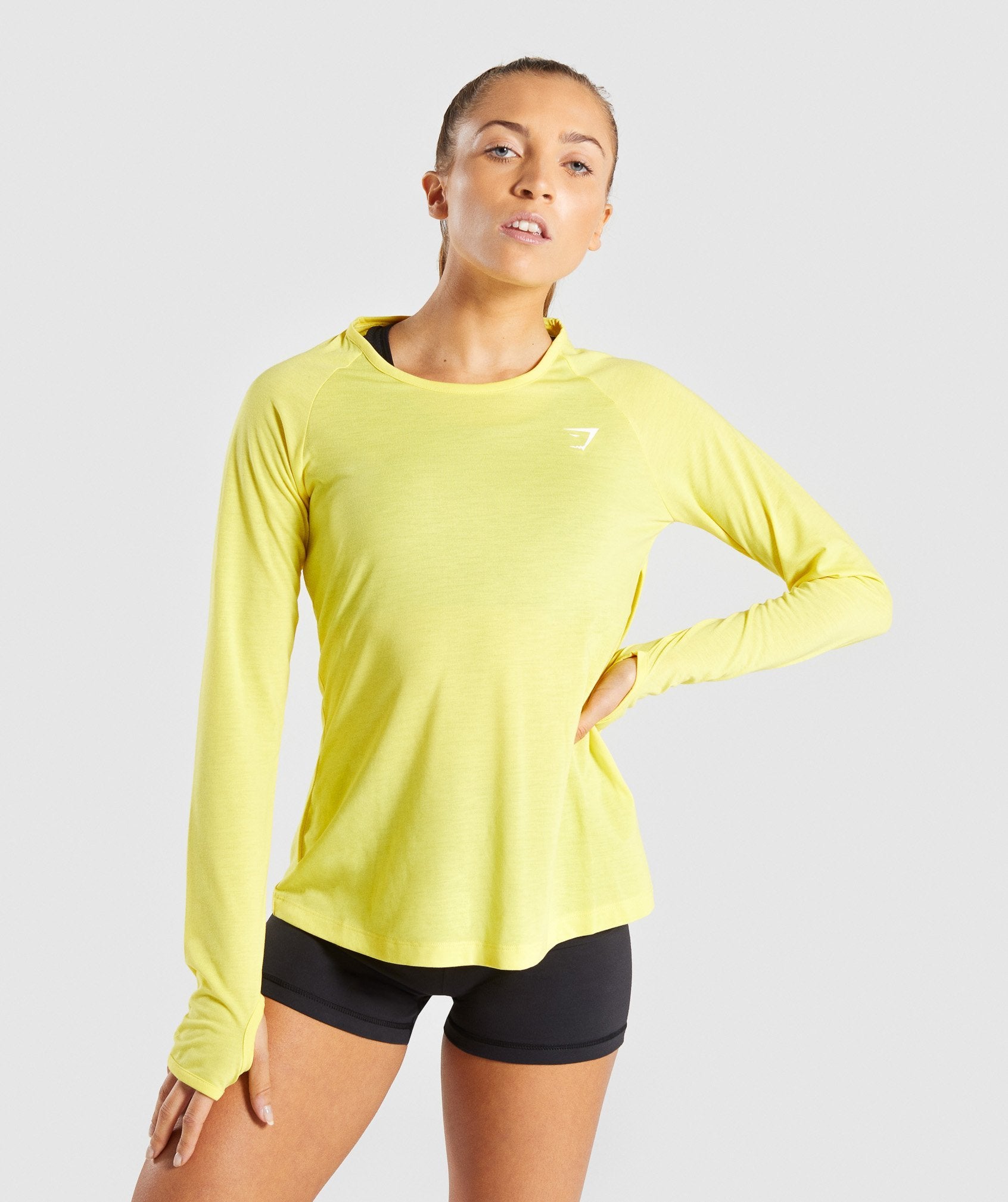 Primary Open Cross Back Long Sleeve in Pop Yellow - view 1