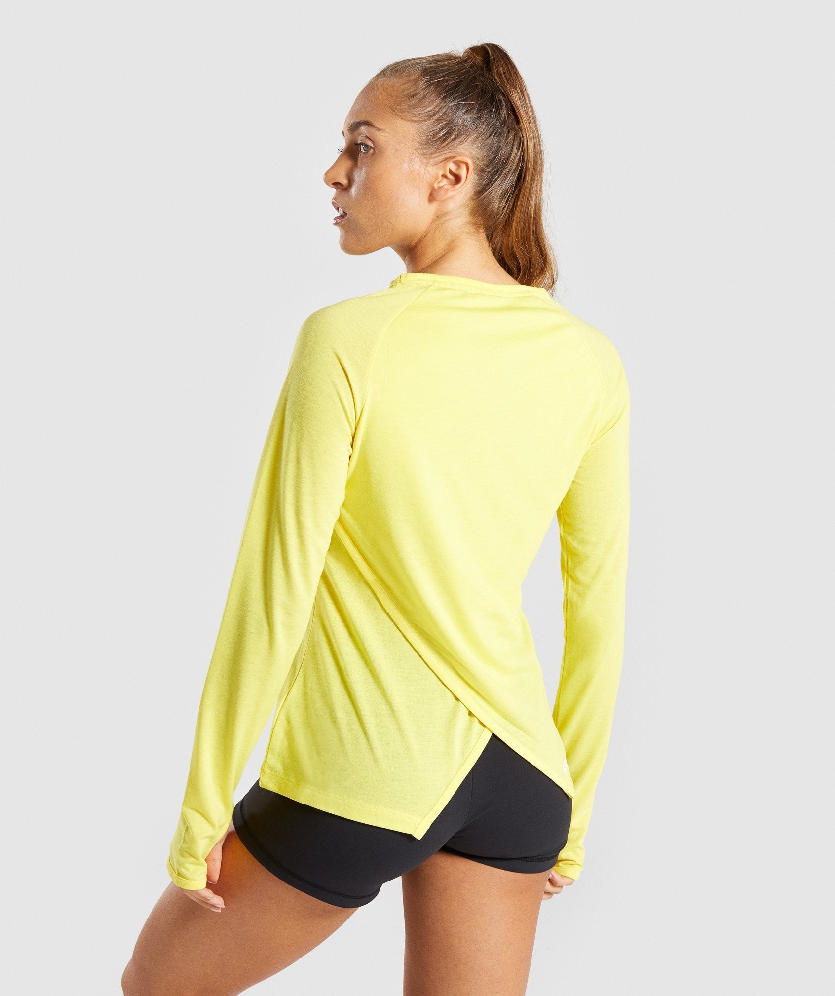 Primary Open Cross Back Long Sleeve in Pop Yellow - view 2