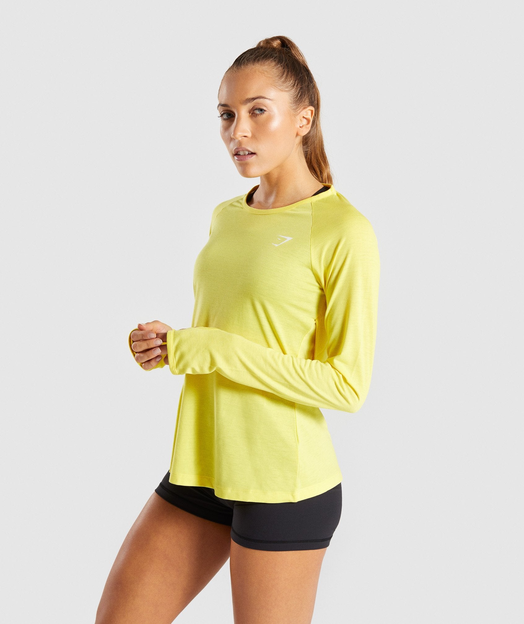 Primary Open Cross Back Long Sleeve in Pop Yellow - view 3