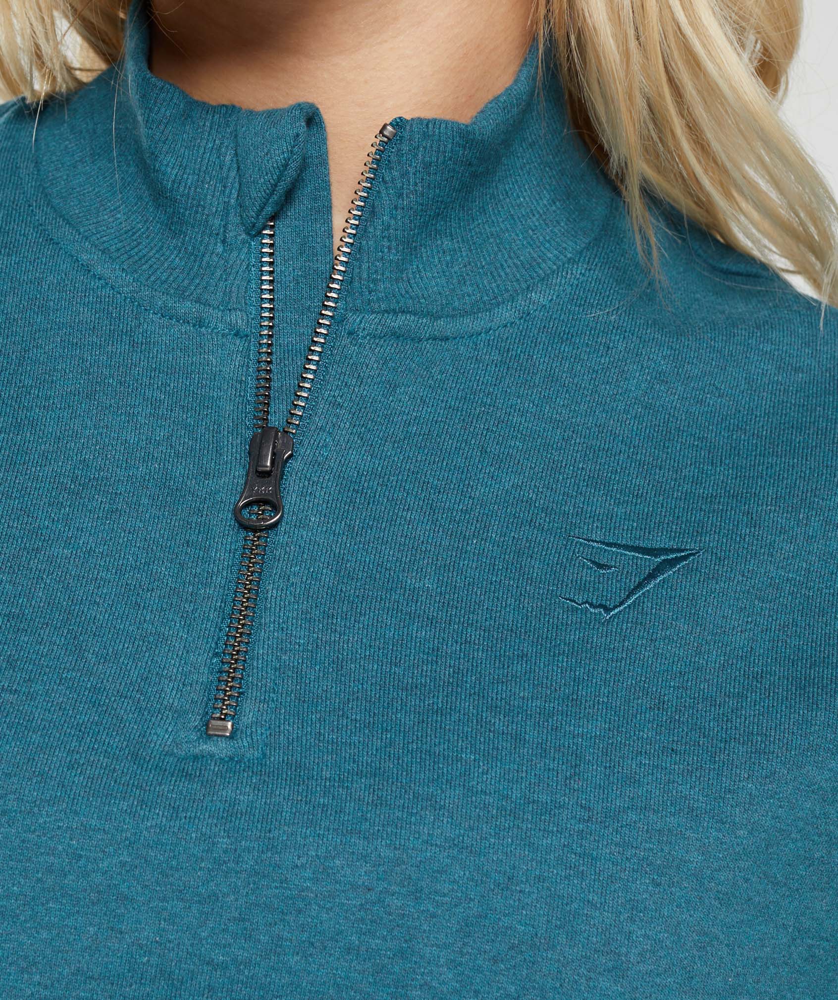 Rest Day Sweats 1/2 Zip Pullover in Steel Blue Marl - view 5