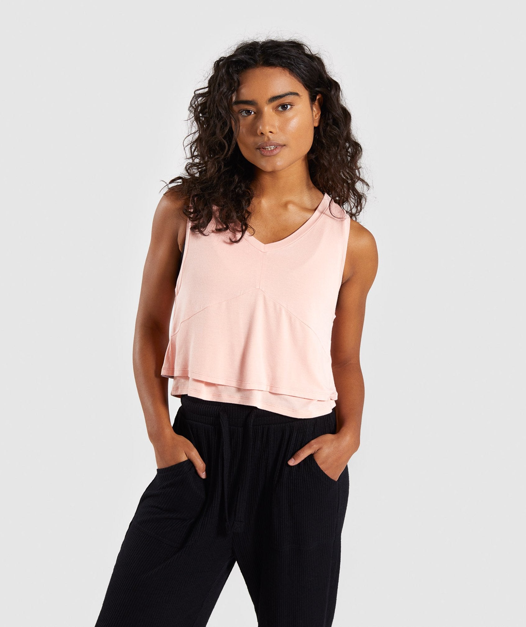 Relaxed Crop Top in Washed Peach - view 3