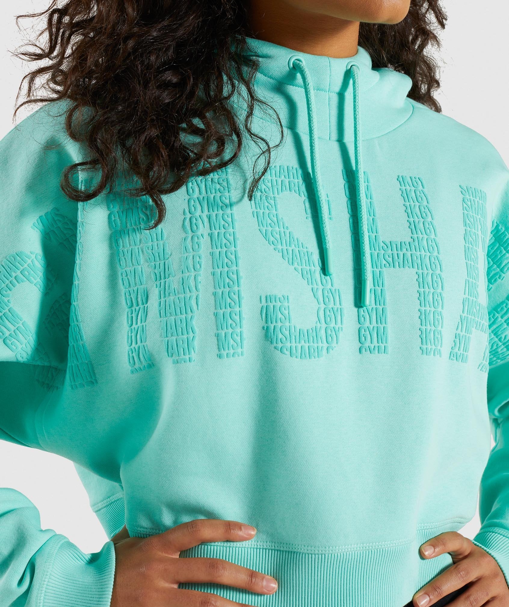 Repeat Print Crop Pullover in Washed Turquoise - view 5