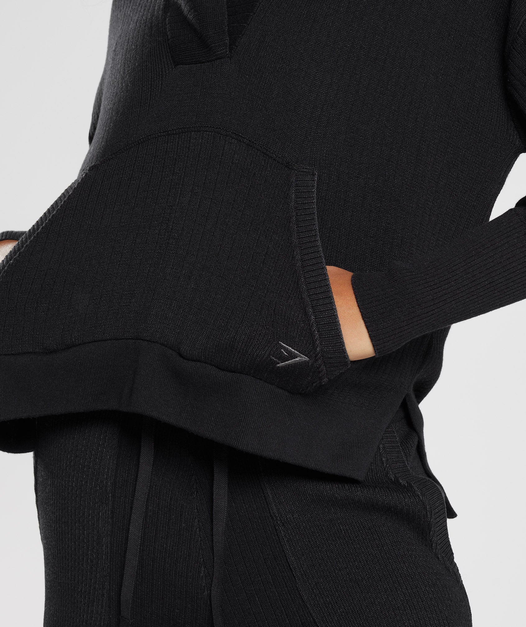 Pause Knitwear Hoodie in Black/Onyx Grey