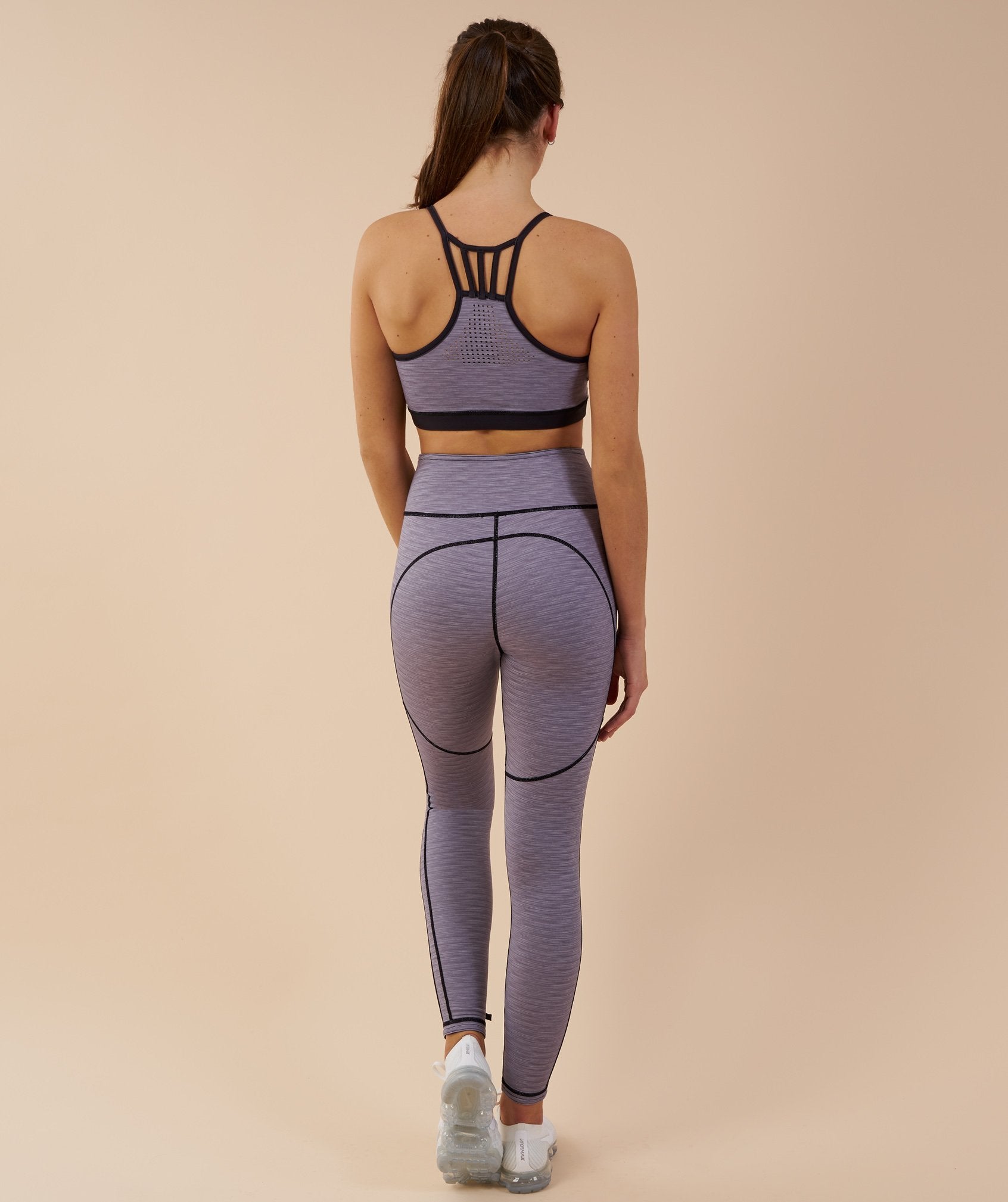 Reversible Contrast Leggings in Black/Light Grey Marl - view 3