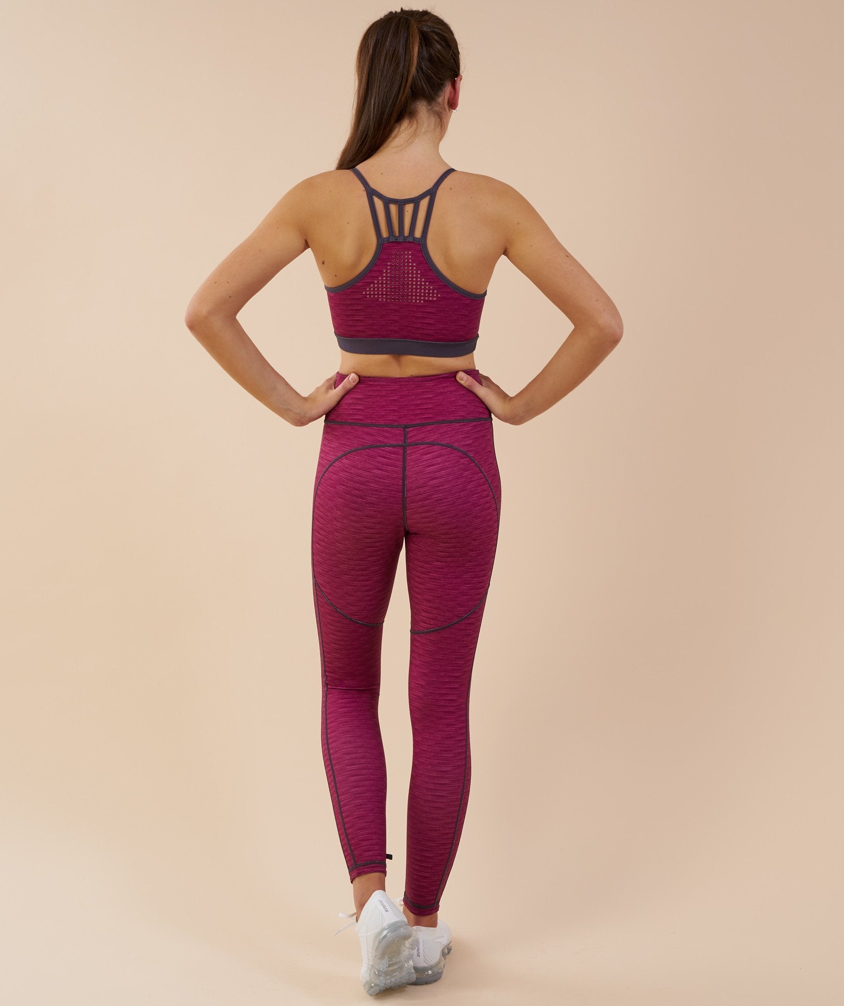 Reversible Contrast Leggings in Charcoal Marl/Beet - view 4