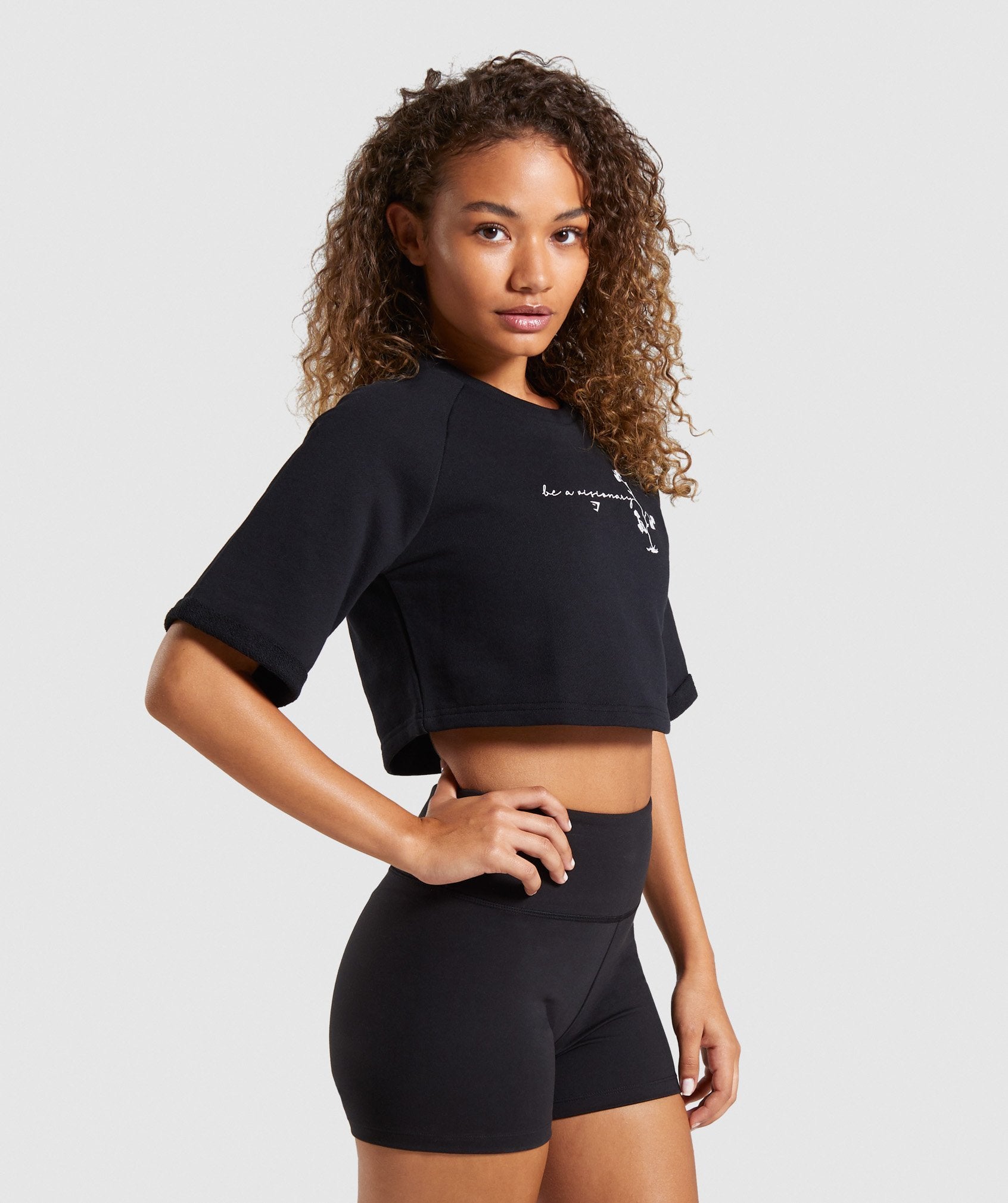Roots Boxy Cropped Sweater in Black - view 3