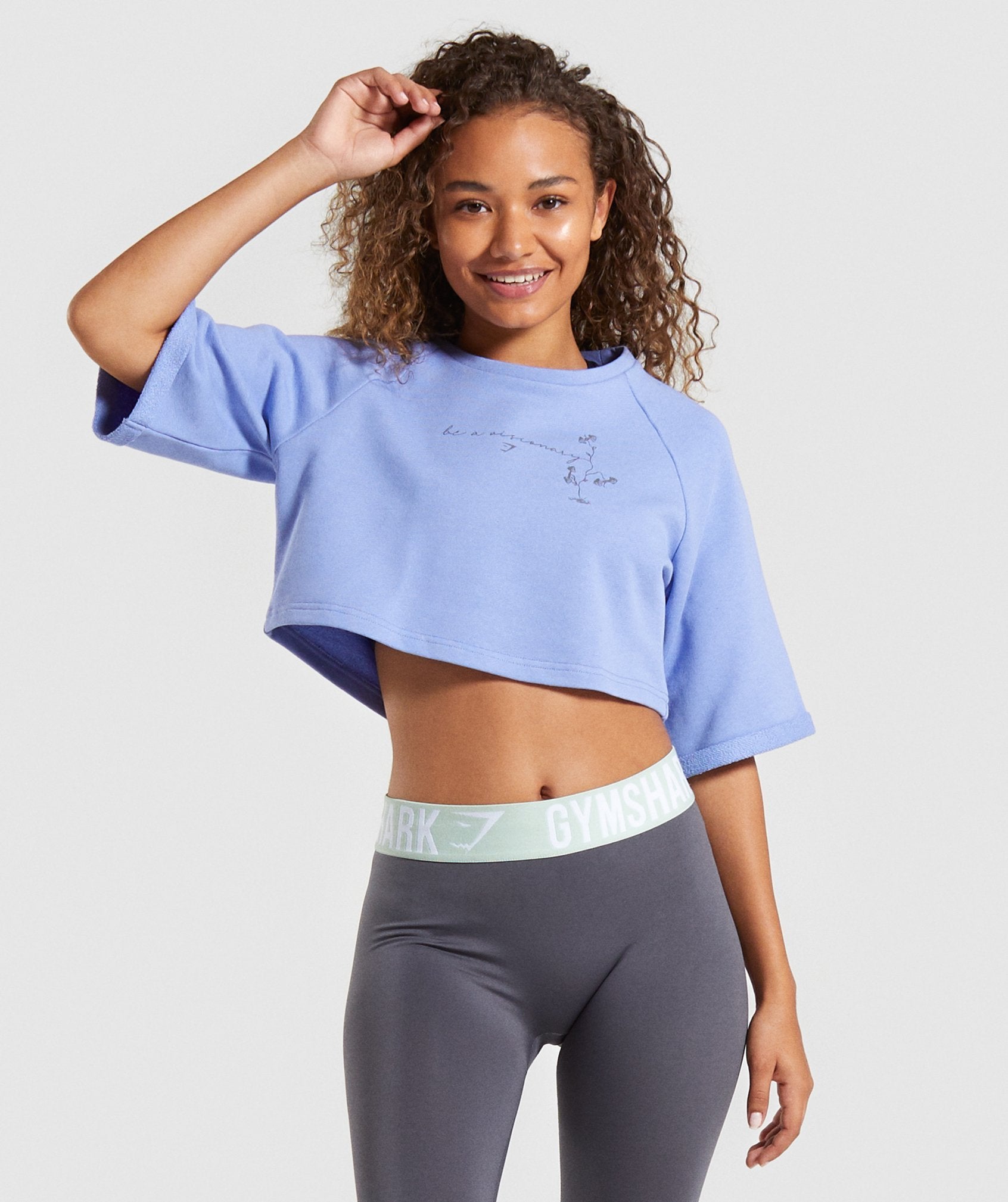 Roots Boxy Cropped Sweater in Light Blue - view 1