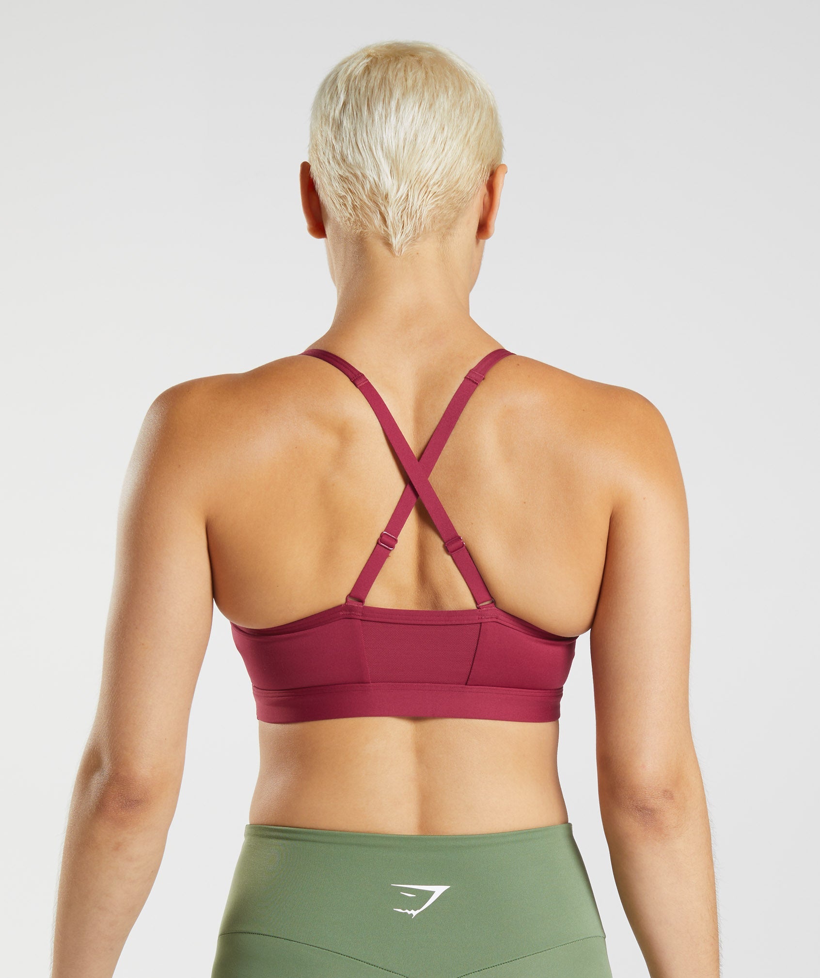 Ruched Sports Bra in Currant Pink