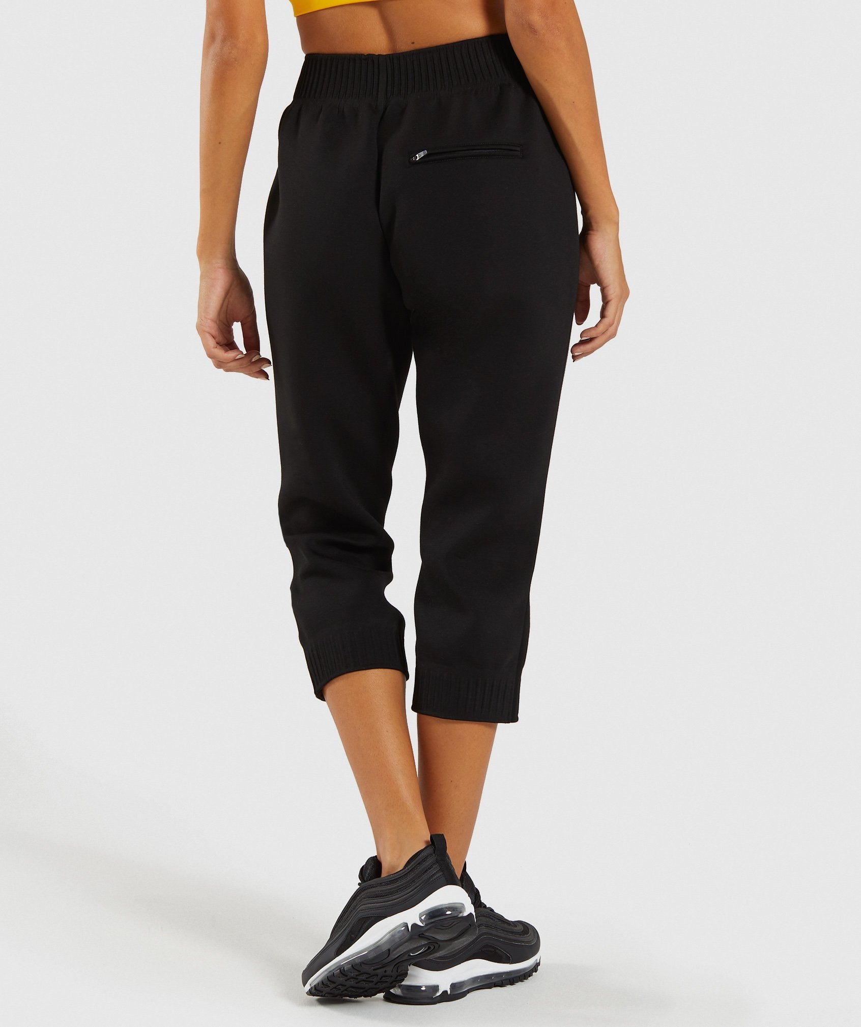 Ruched Cropped Joggers in Black - view 2