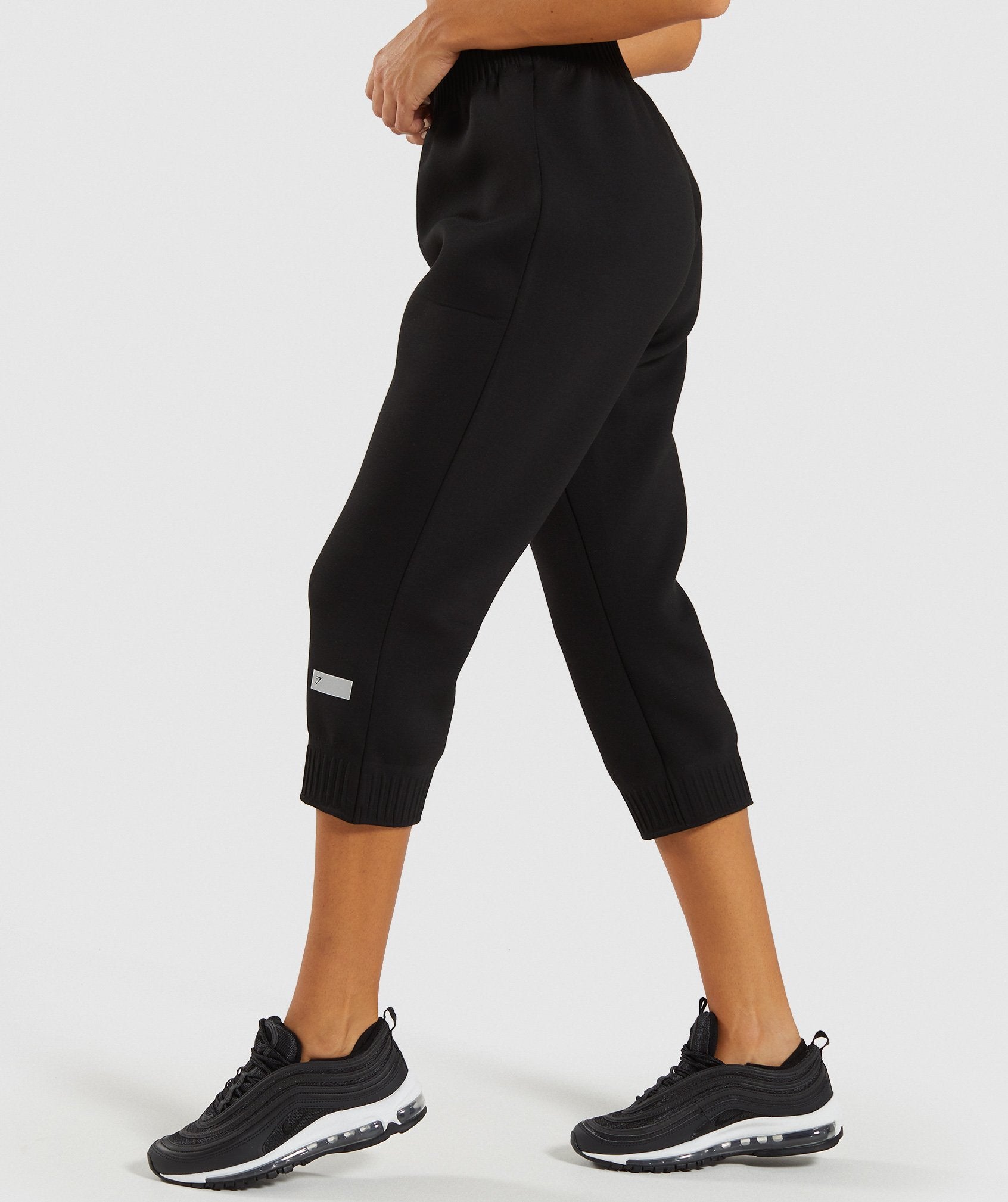 Ruched Cropped Joggers in Black - view 3