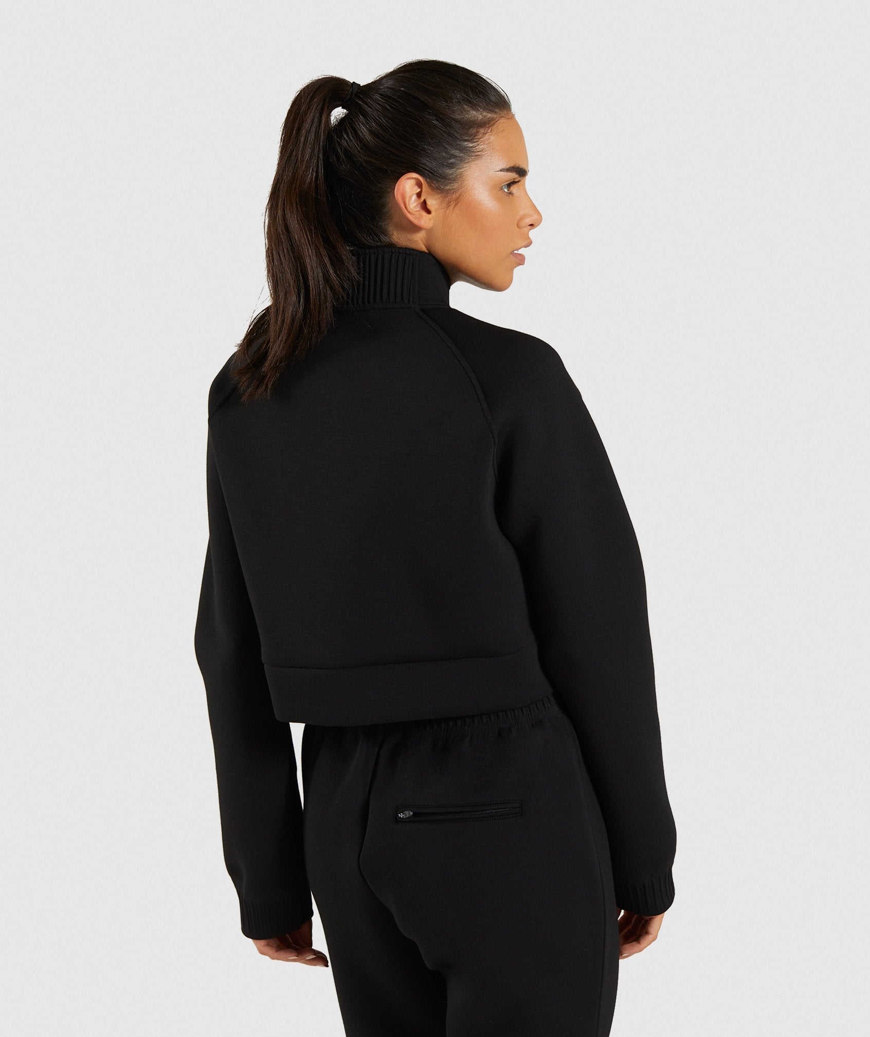 Ruched Track Top Jacket in Black - view 2