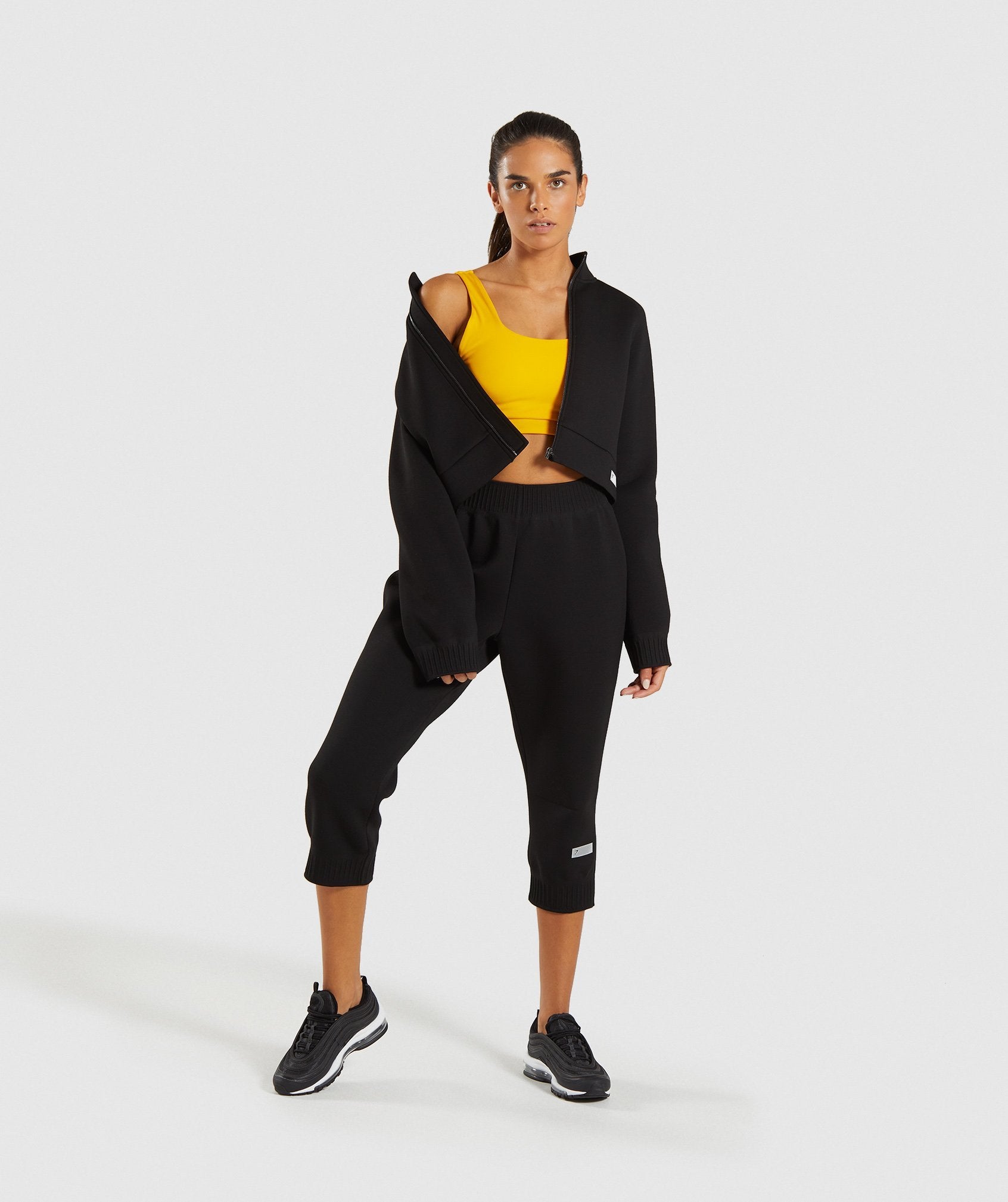 Ruched Track Top Jacket in Black - view 4