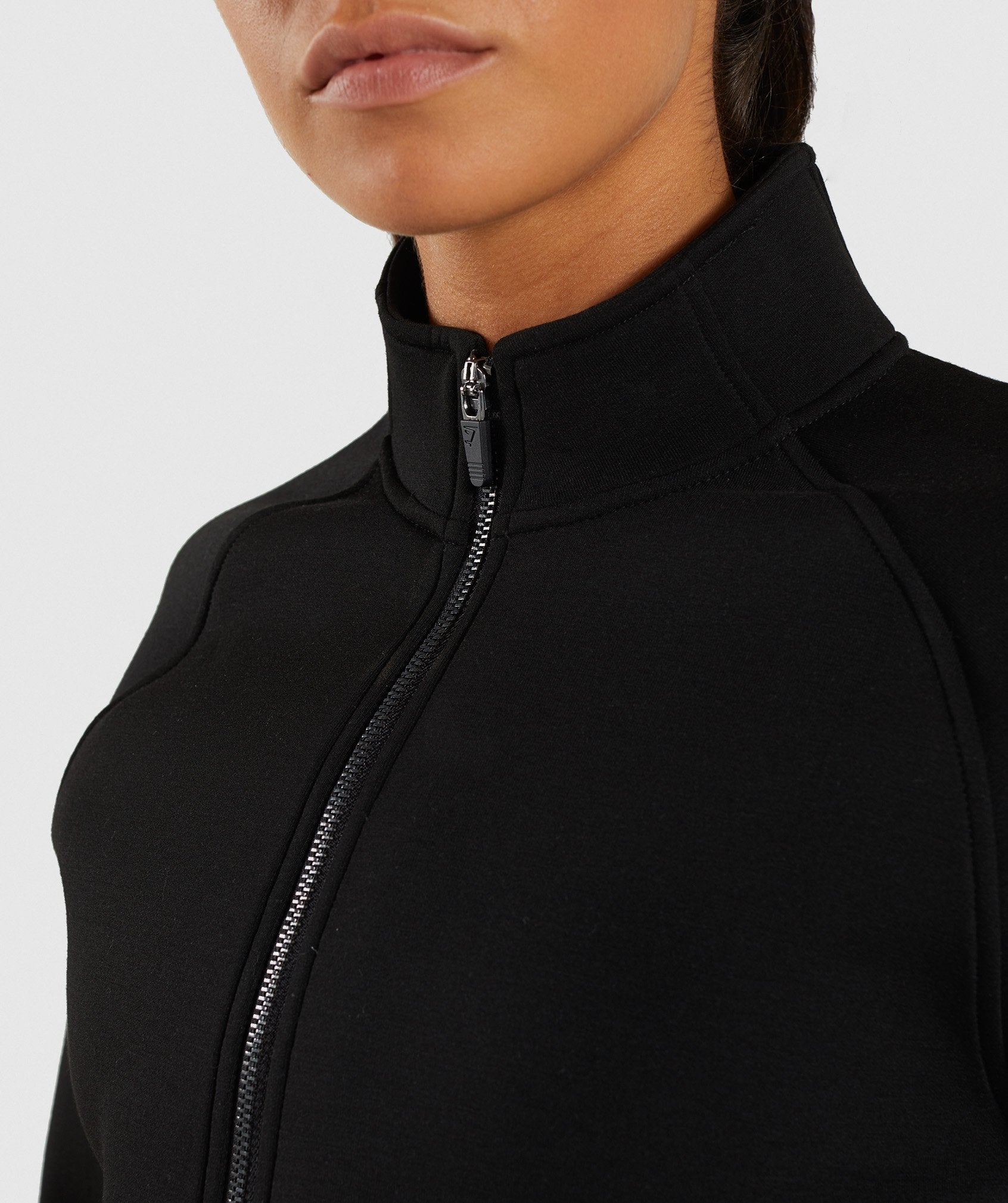 Ruched Track Top Jacket in Black - view 5