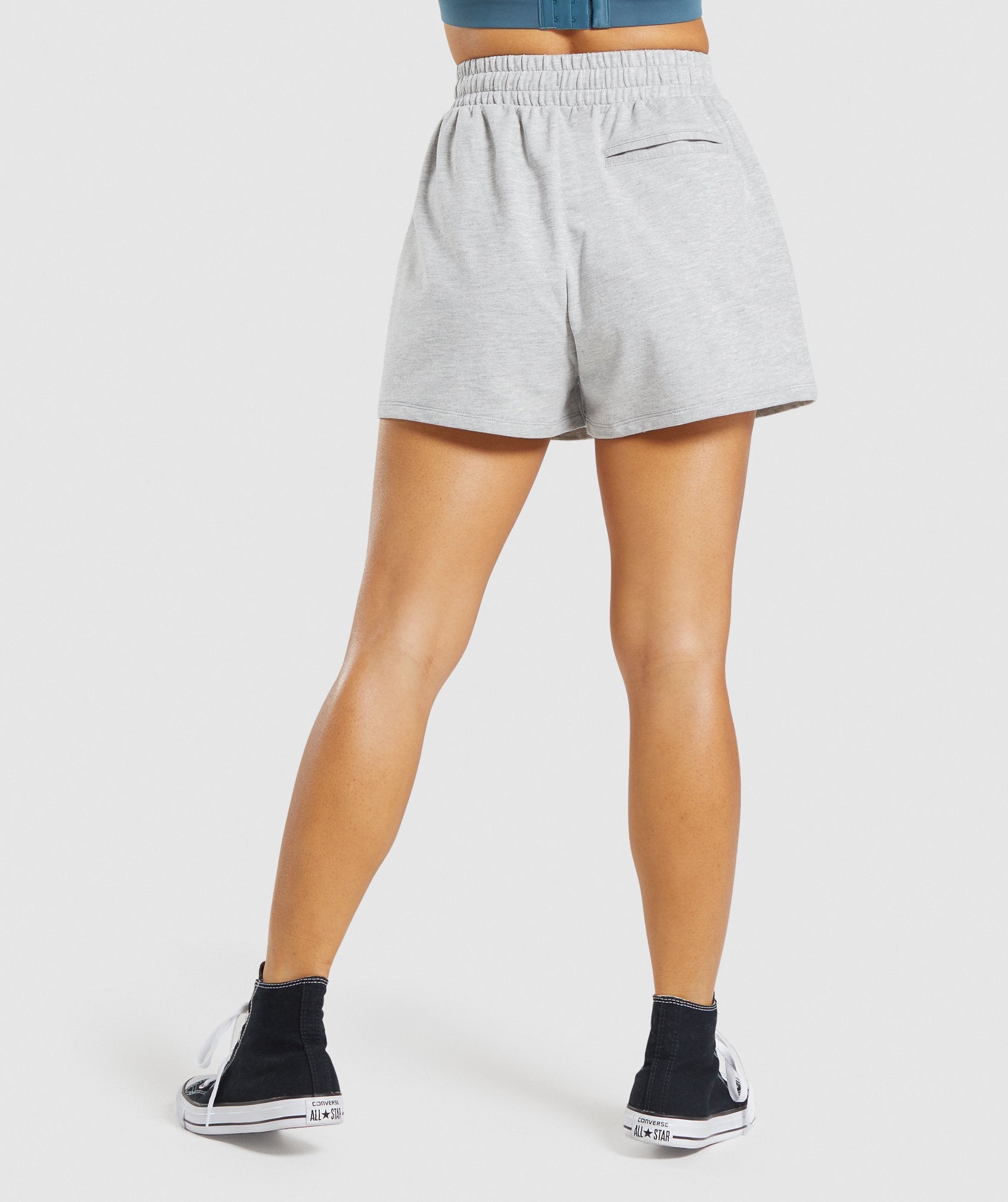 Slim Fit Throw On Shorts in Light Grey Marl - view 2