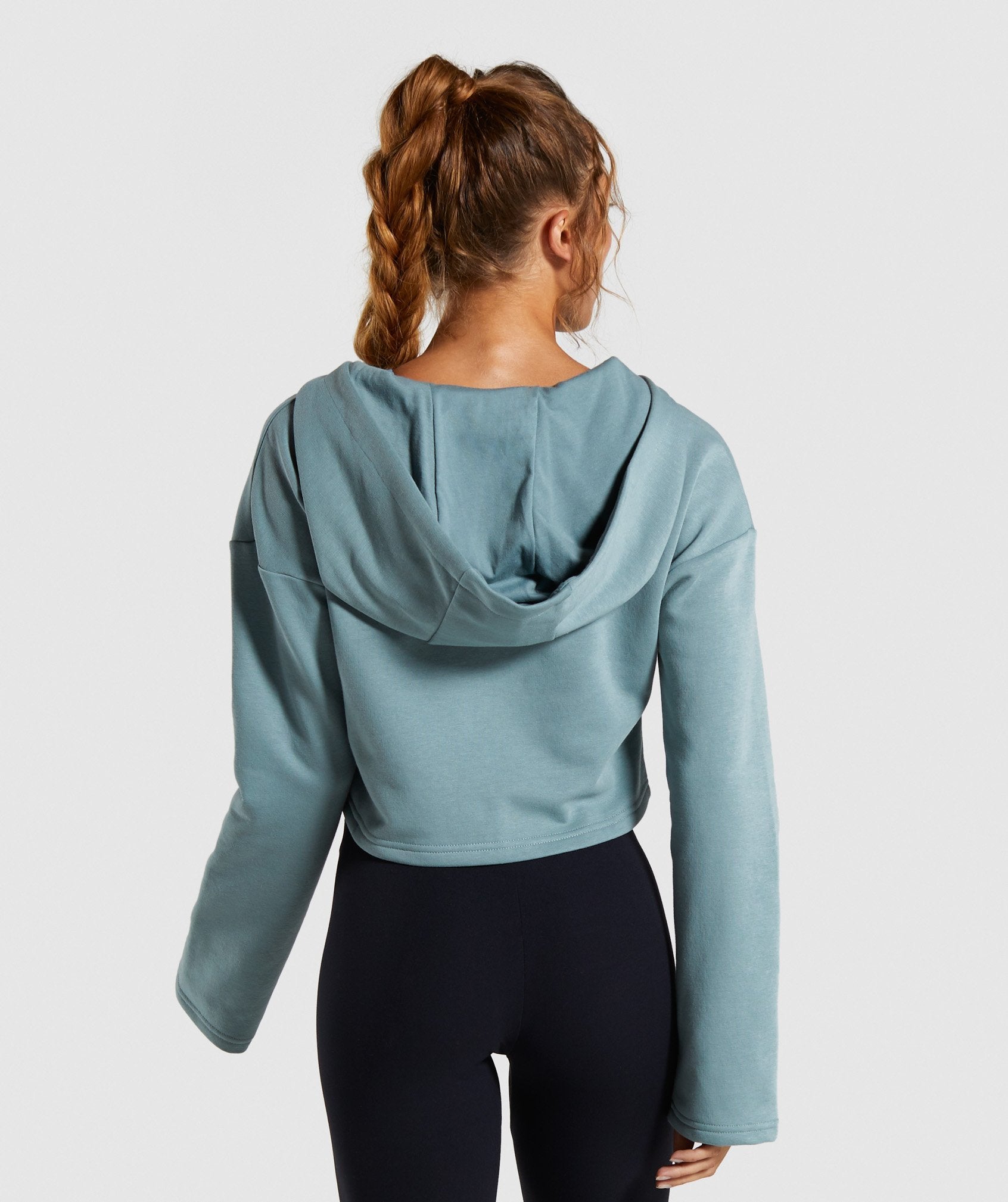 Solo Cropped Hoodie in Turquoise - view 2