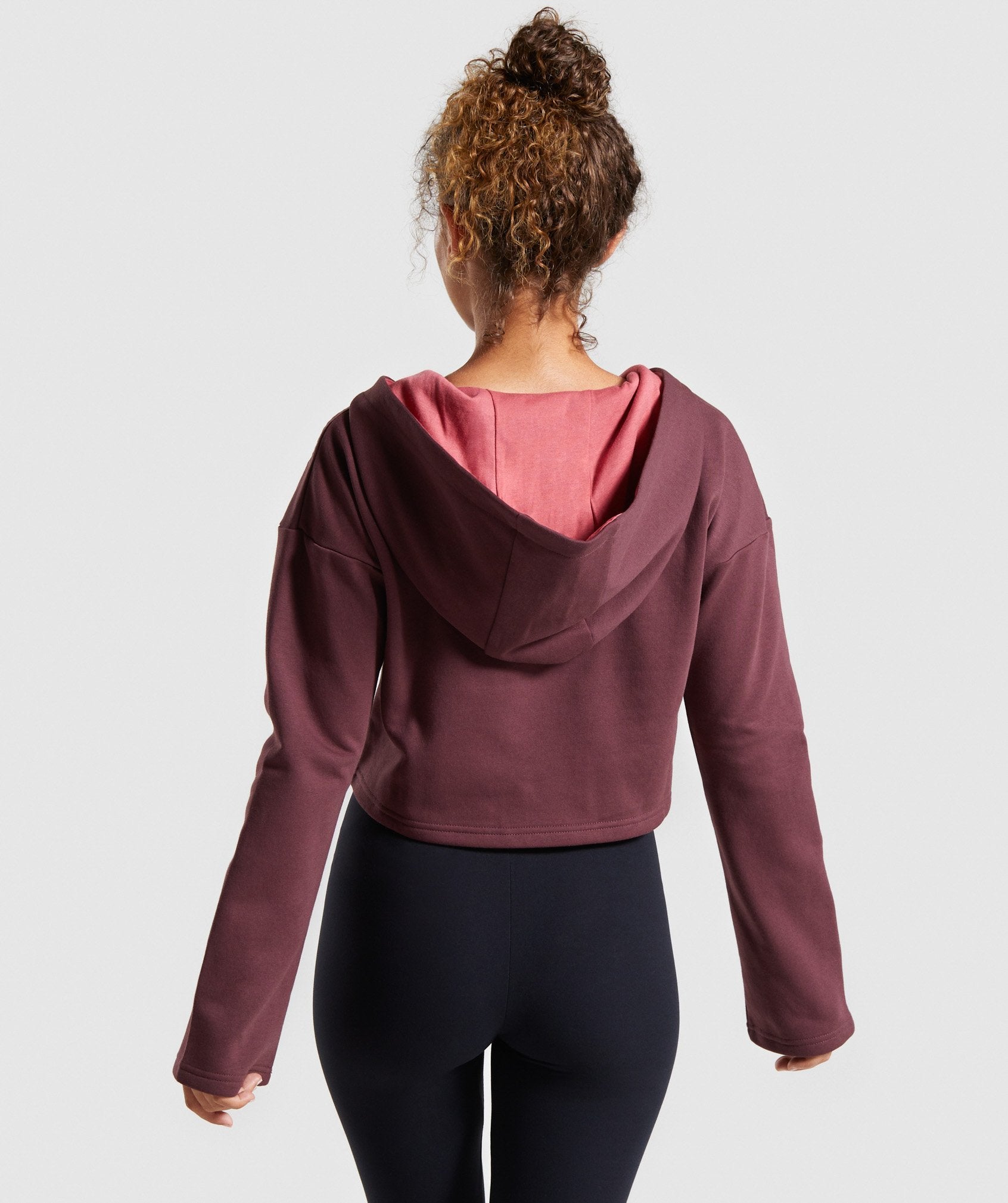 Solo Cropped Hoodie in Berry Red - view 2