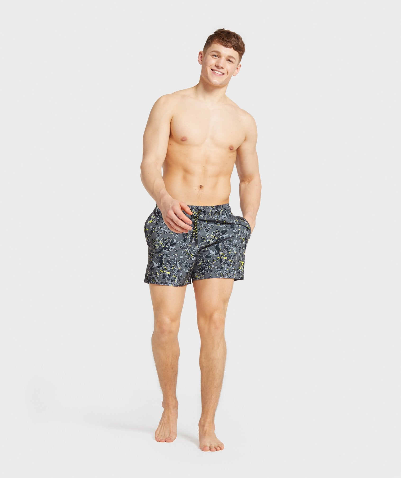 Swim Shorts in Black/Yellow Print